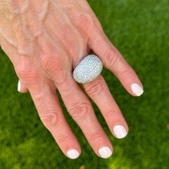 5 CTW Pavé Diamond 14 Karat White Gold Bombé Dome Ring.