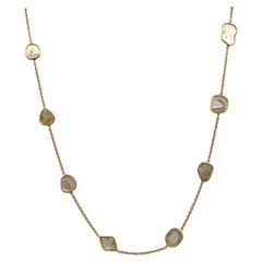 5-CTW Rose Cut Diamond 18 Karat Yellow Gold Diamond By The Yard Necklace