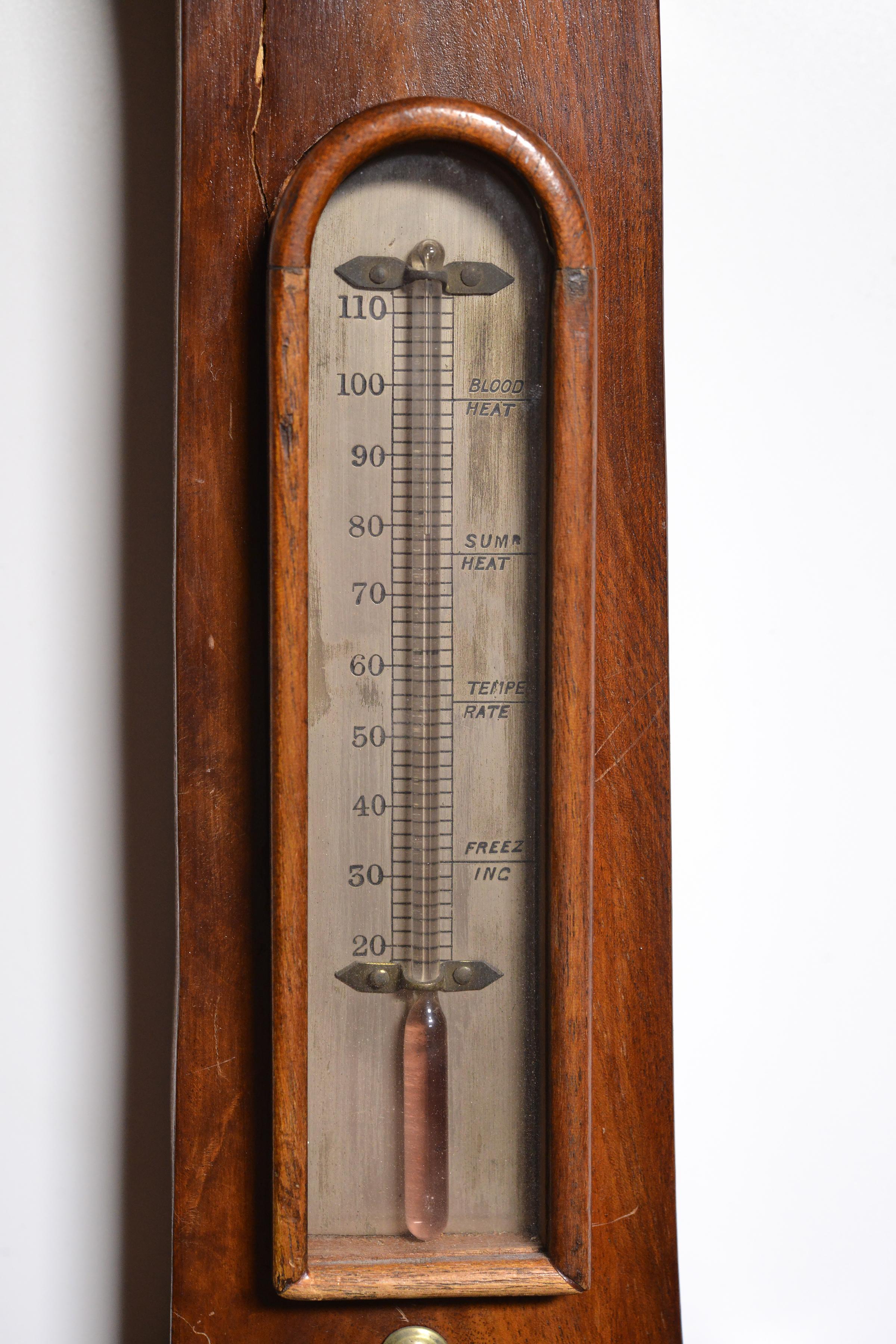 5 Zifferblatt Elegantes viktorianisches Barometer aus der ersten Hälfte des 19. Jahrhunderts von P Corti Exeter (Handgeschnitzt) im Angebot