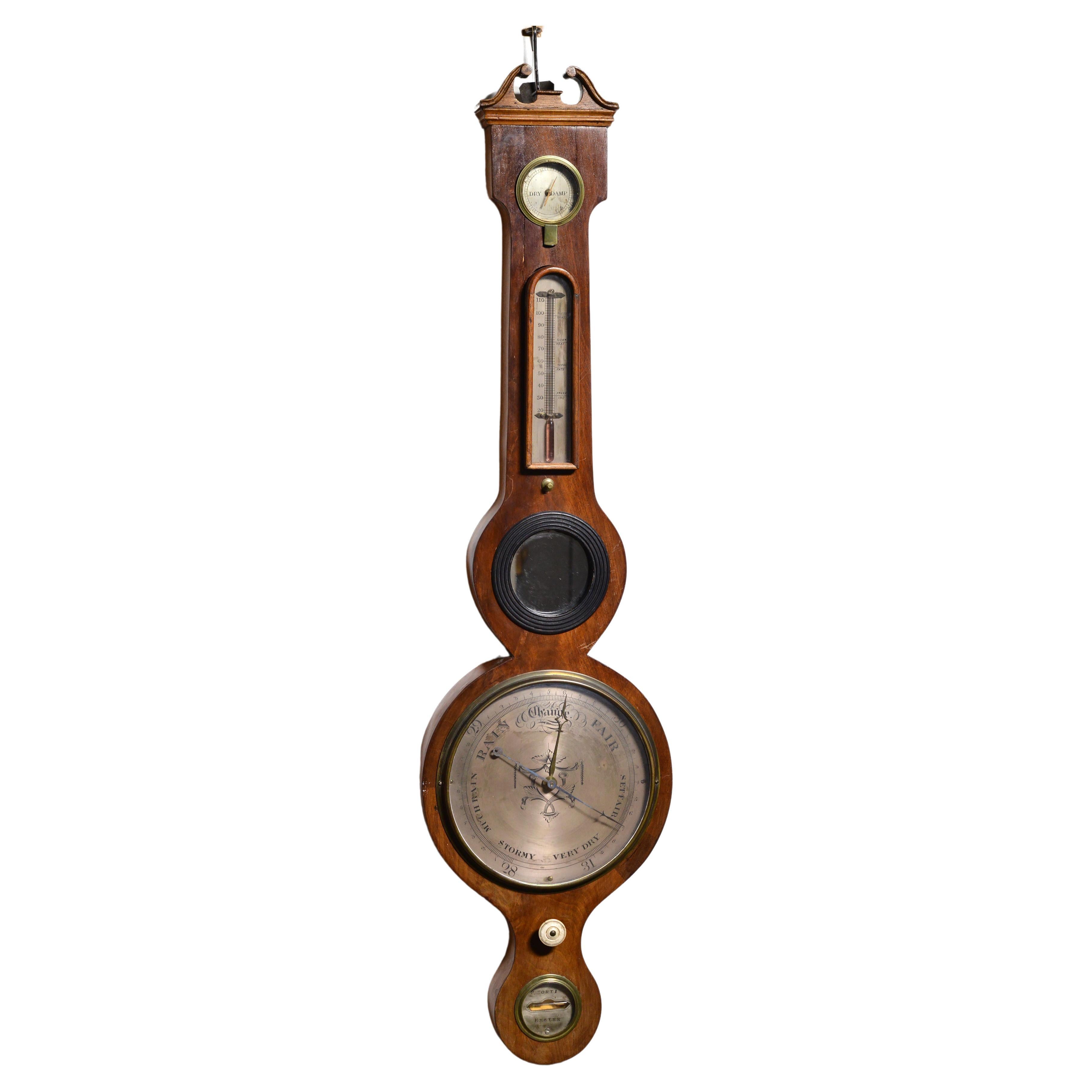 5 dial Elegant Victorian Barometer First half of 19th century by P Corti Exeter For Sale