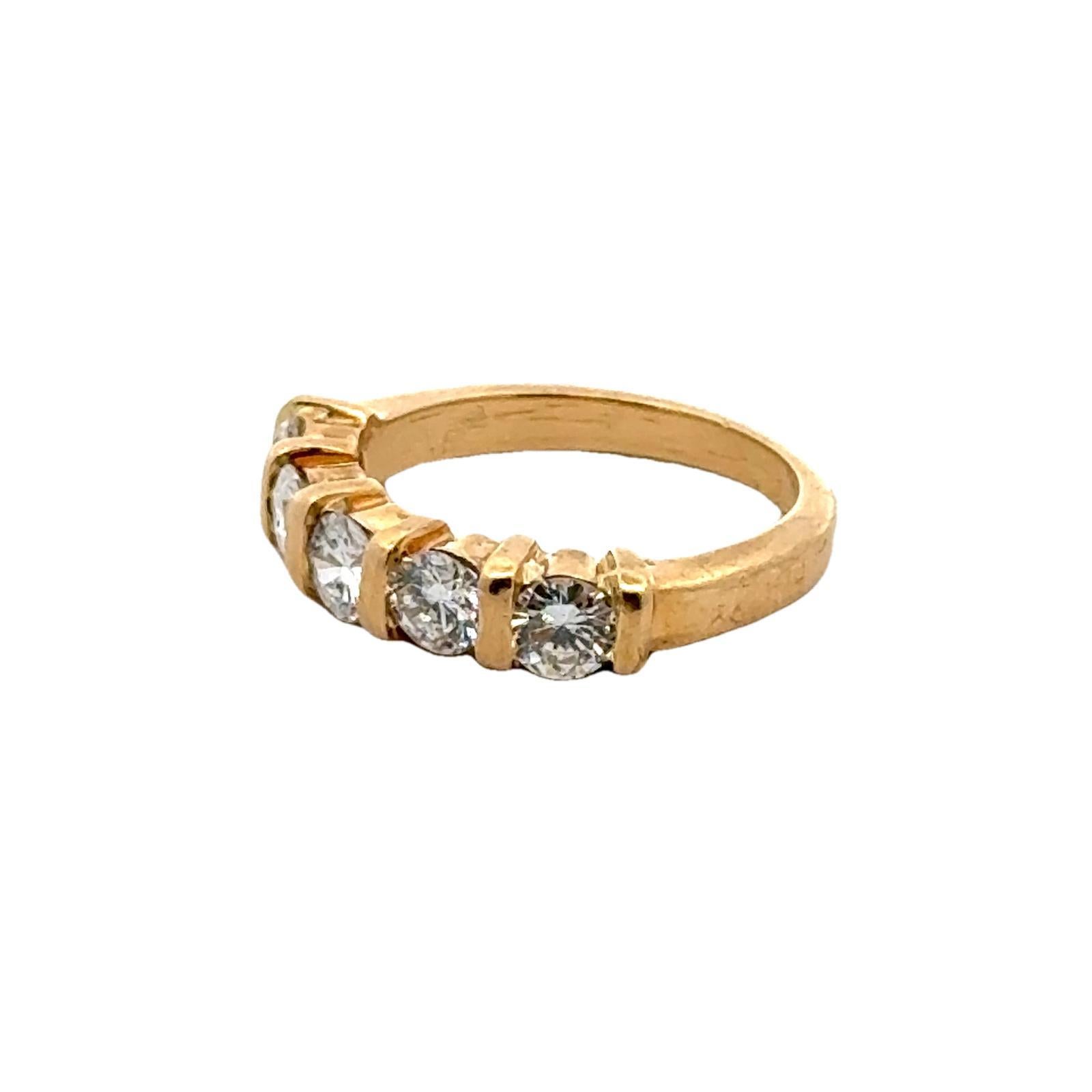 Women's 5 Diamond 14 Karat Yellow Gold Wedding Anniversary Band Ring