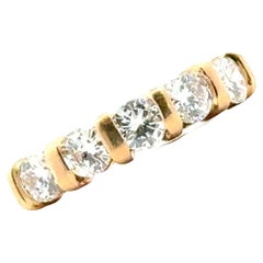 5 Diamond 14 Karat Yellow Gold Wedding Anniversary Band Ring