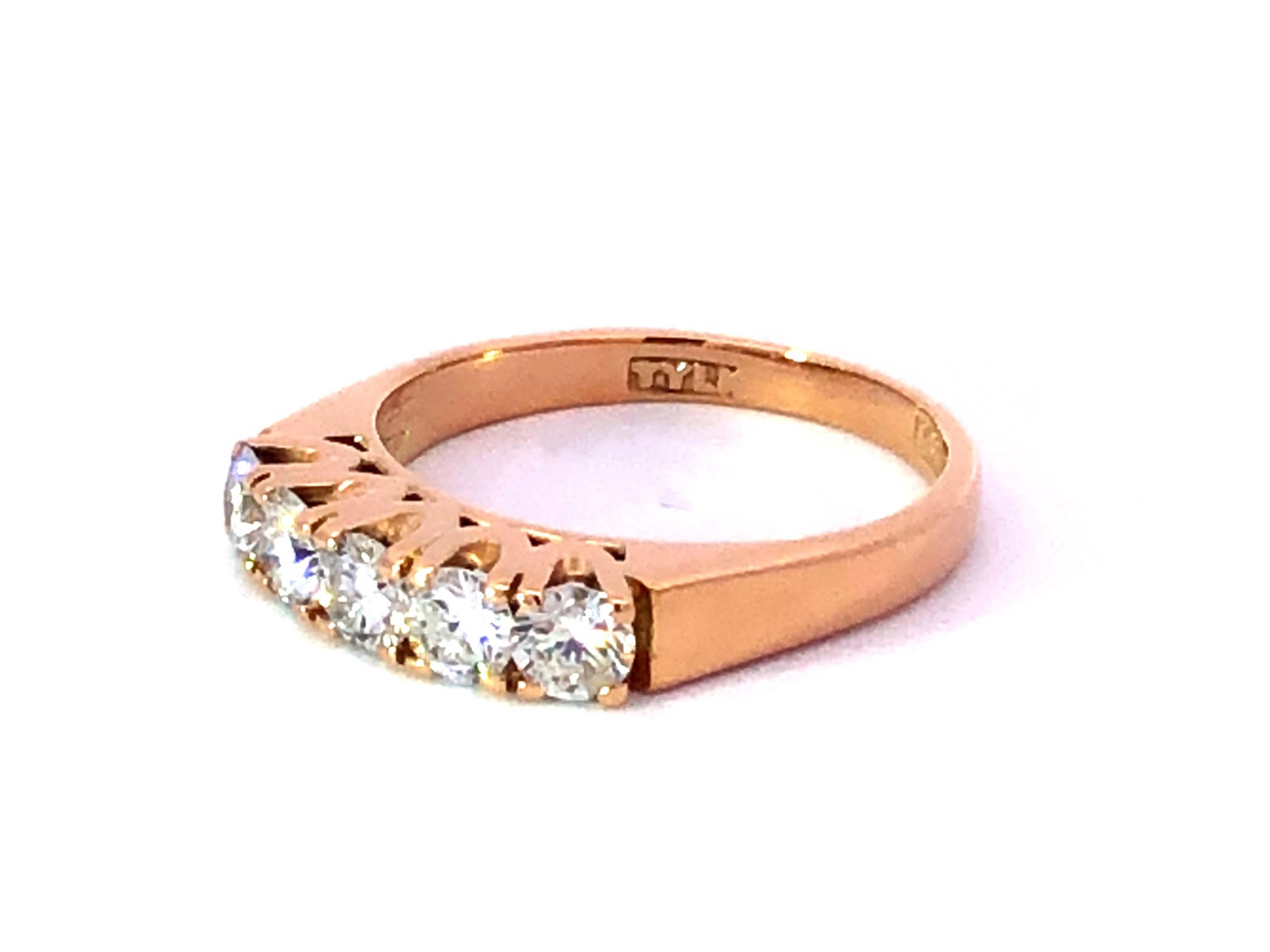 5 Diamond 14K Yellow Gold Ring In Excellent Condition For Sale In Honolulu, HI