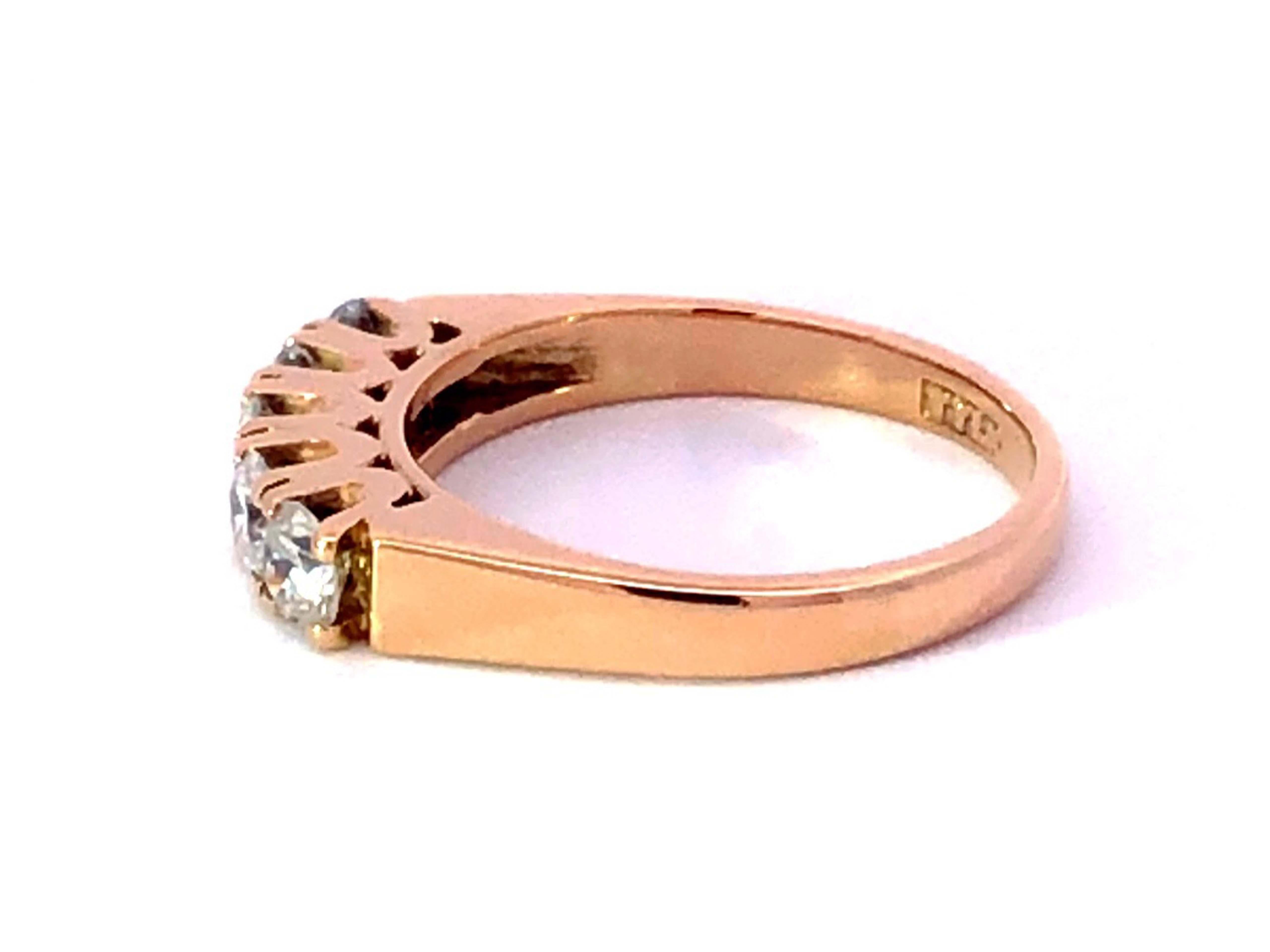 Women's 5 Diamond 14K Yellow Gold Ring For Sale