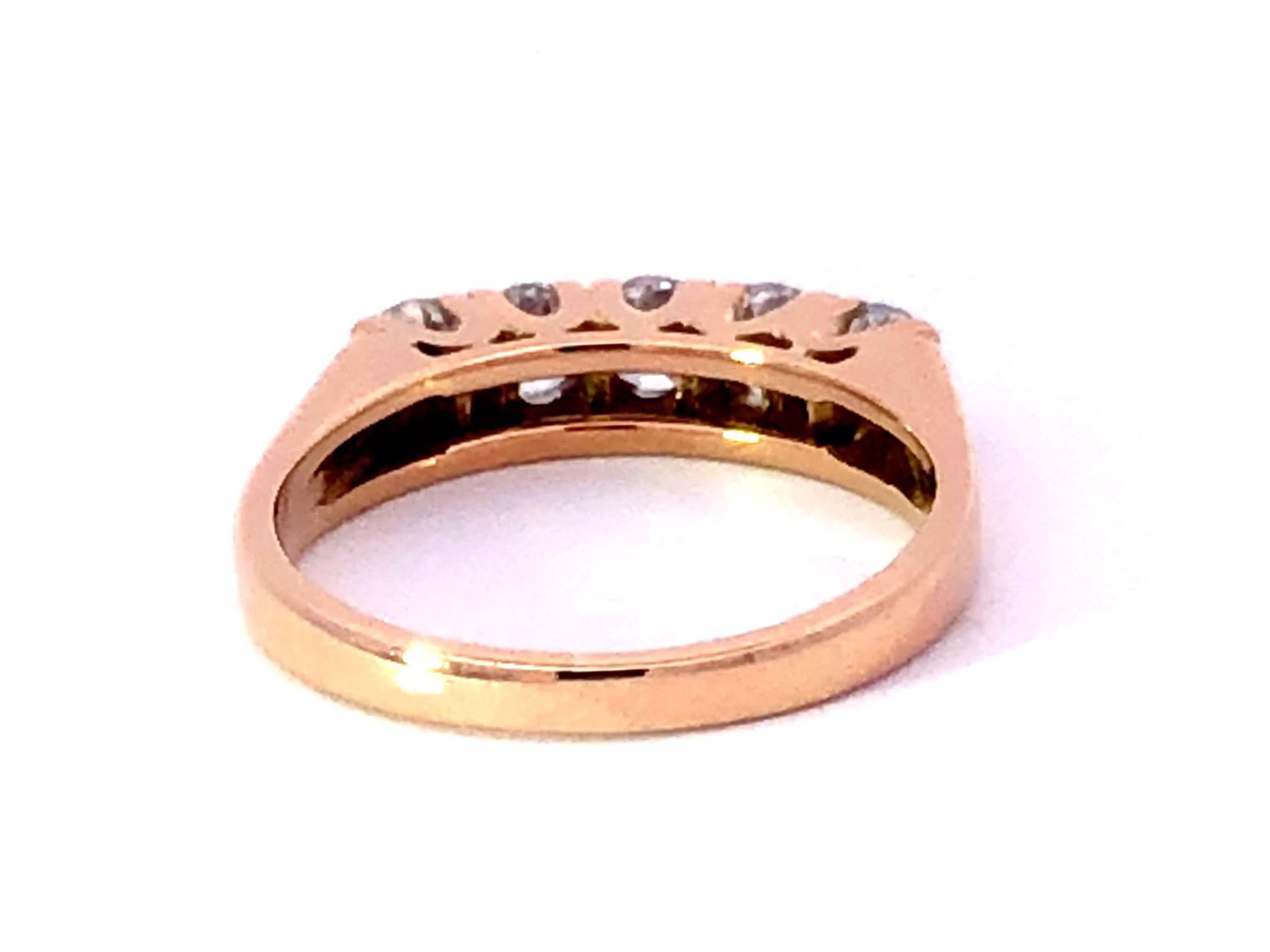 5 Diamond 14K Yellow Gold Ring For Sale 2