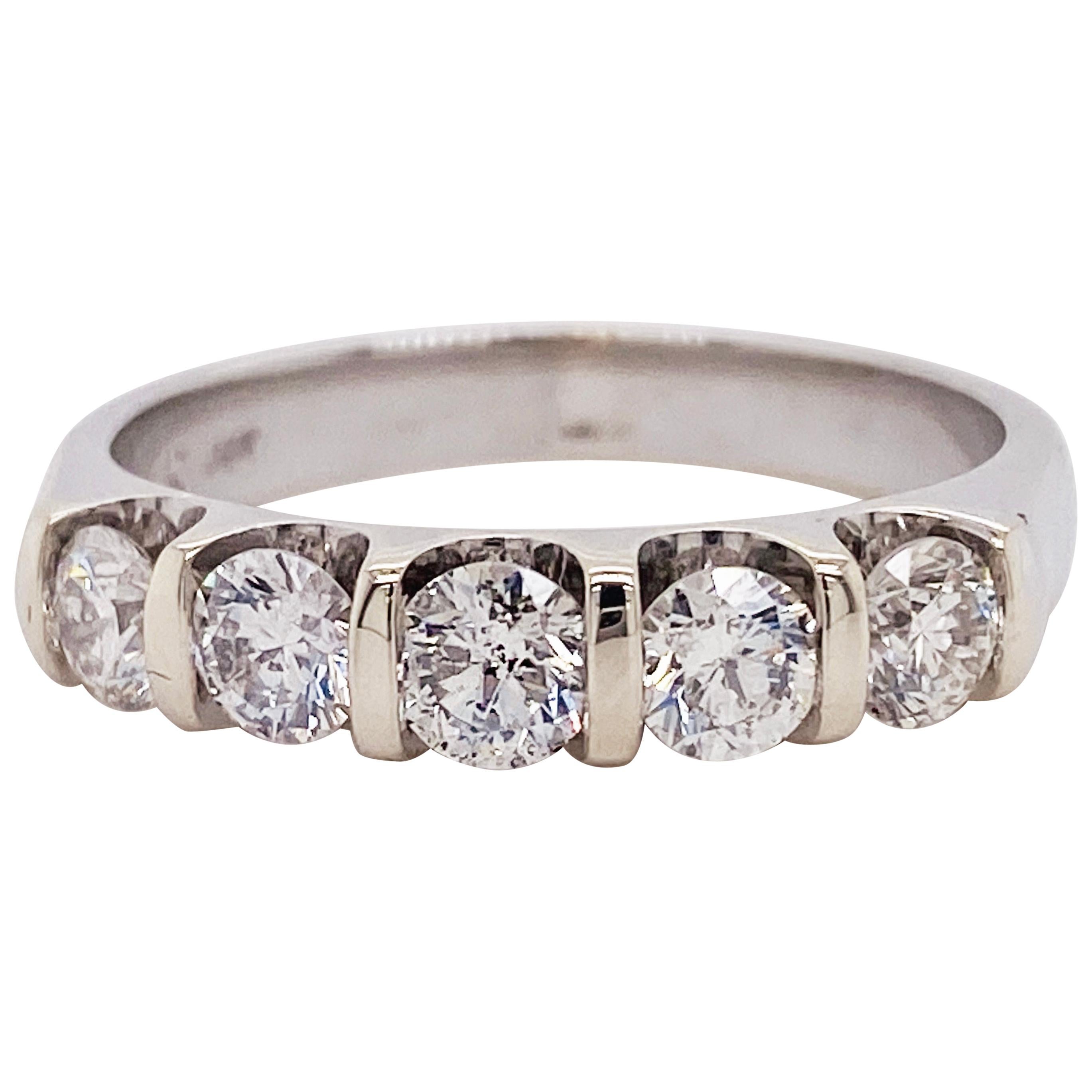 5-Diamant-Jahrestag-Ring, runder Brillant-Diamant-Ring, 14 Karat Gold, größenanpassbar