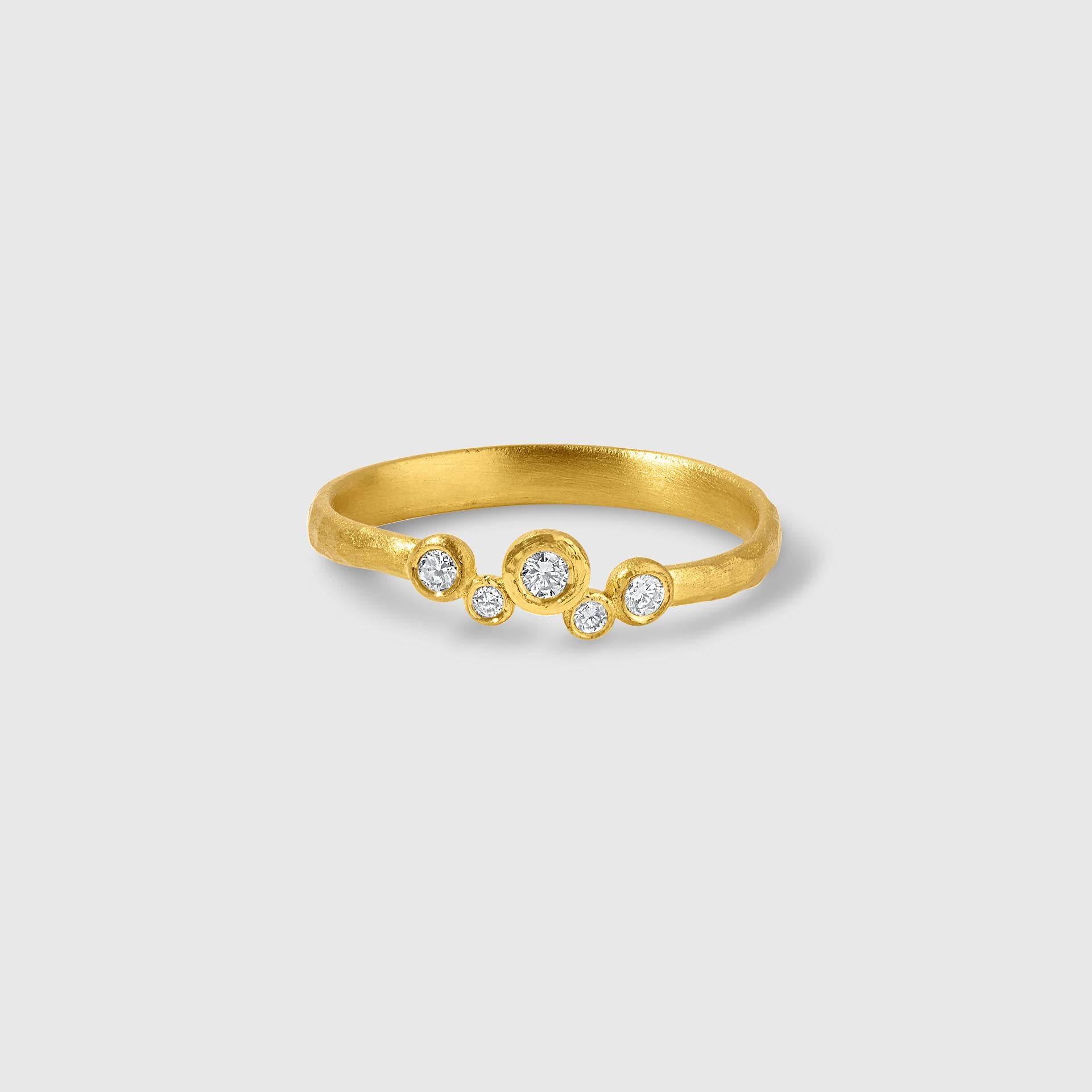 Contemporain Bague grappe de 5 diamants, anneau en or massif de 24 carats en vente