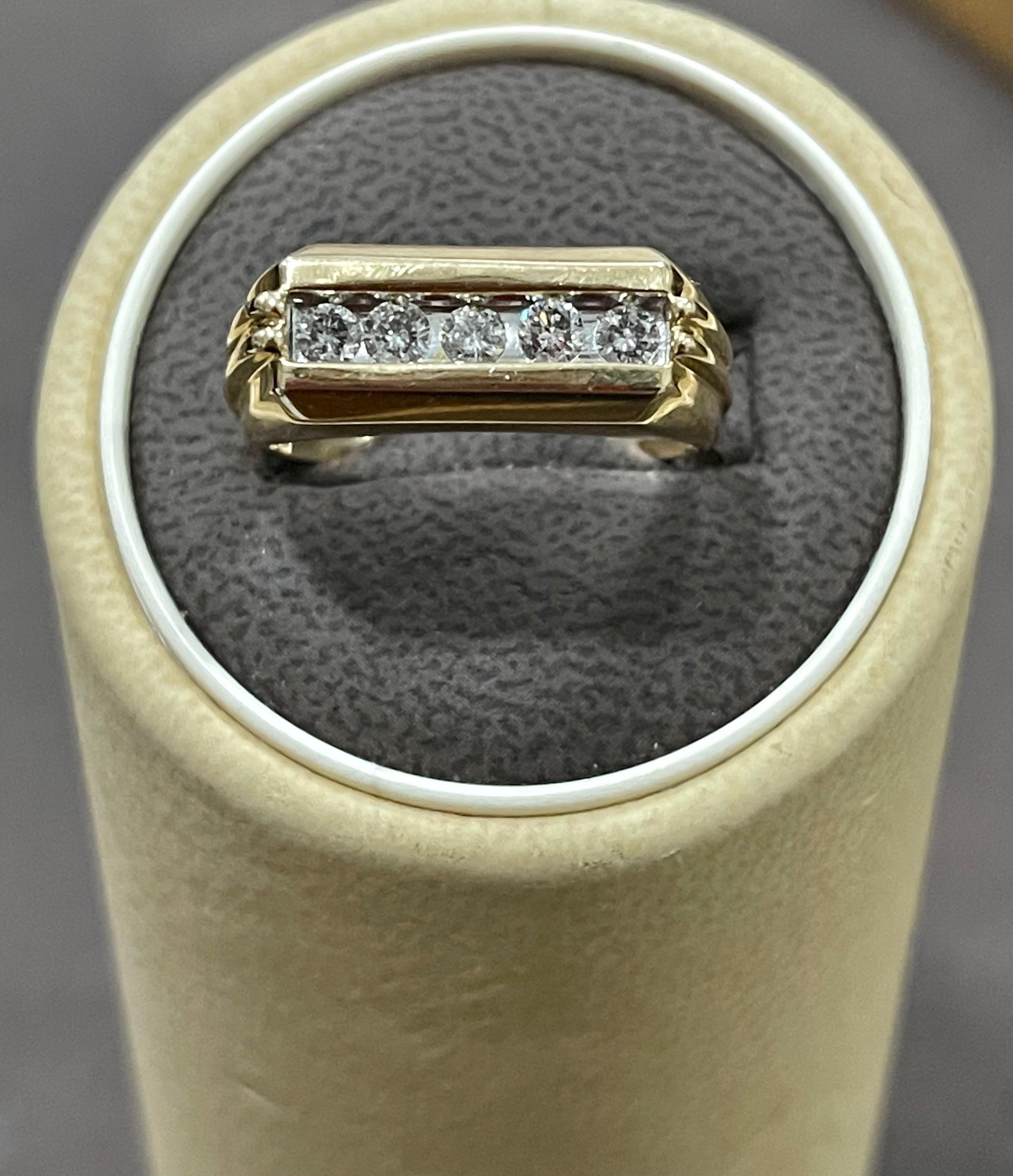 5 Diamonds, Unisex 1-Row Diamond Band Ring in 10 Karat Yellow Gold 1