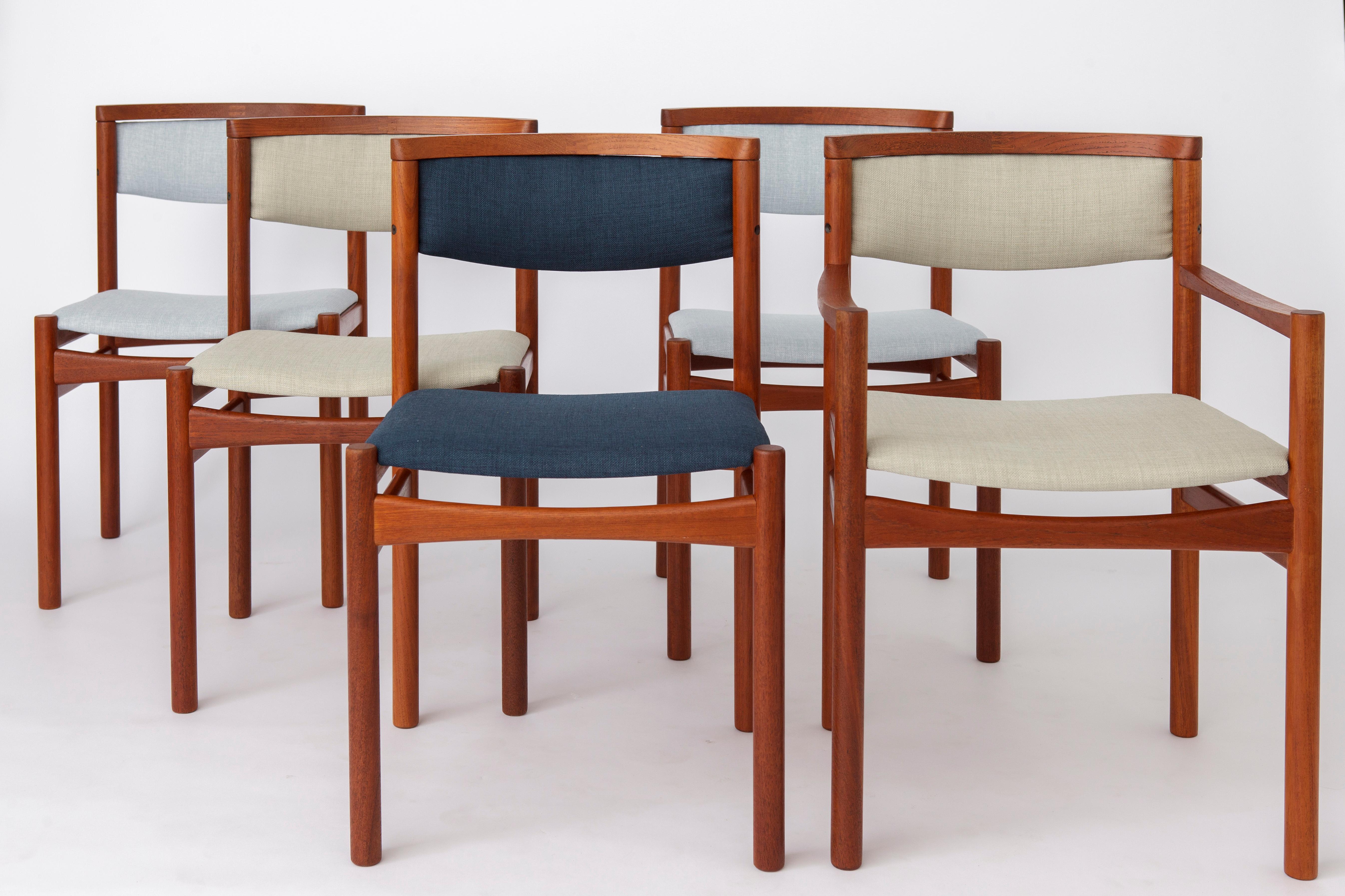 Mid-Century Modern 5 Dining Chairs 1960s by SAX, Denmark Teak For Sale