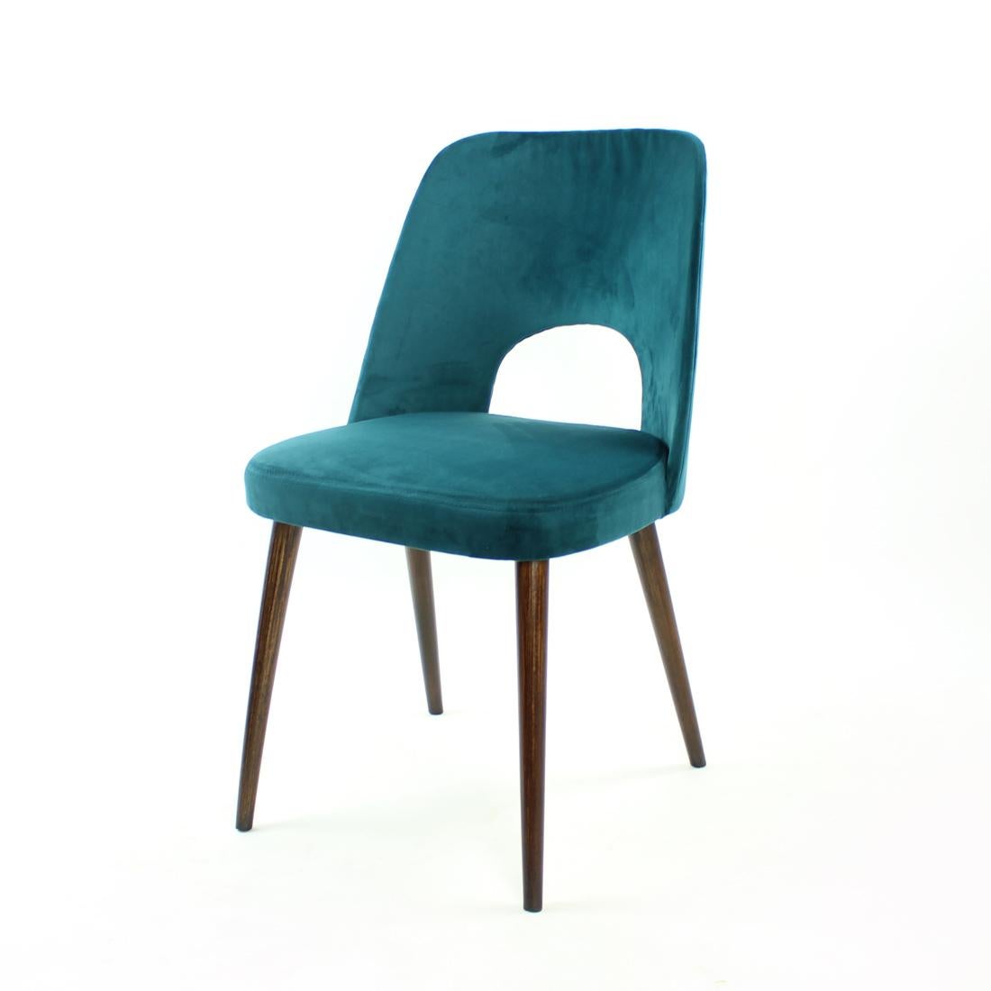 5 Dining Chairs by Oswald Haerdtl in Velvet for Ton, Czechoslovakia 1950s In Excellent Condition For Sale In Zohor, SK