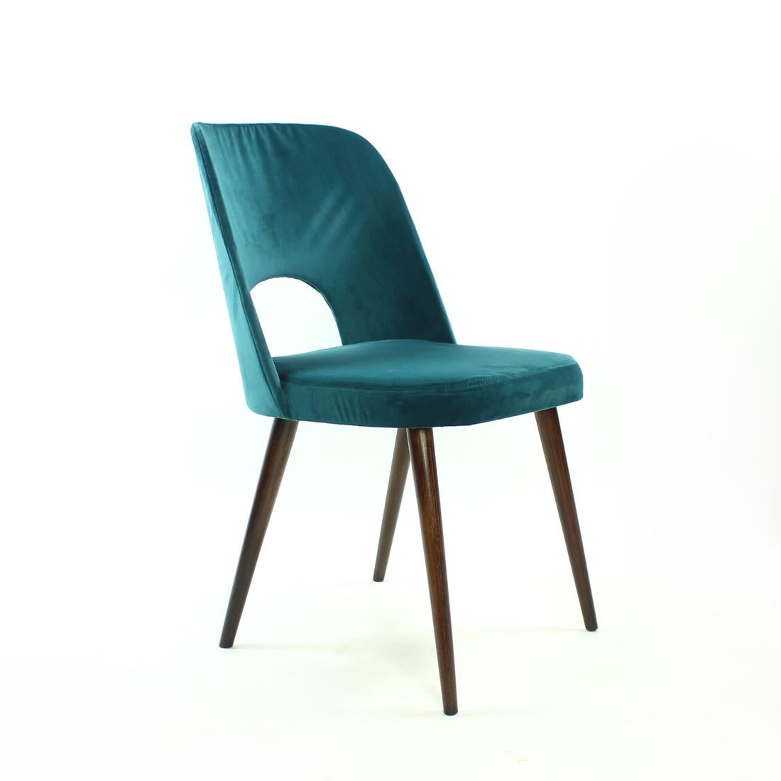 5 Dining Chairs by Oswald Haerdtl in Velvet for Ton, Czechoslovakia 1950s For Sale 3