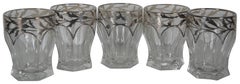 5 Dorothy Thorpe Low Ball Glasses Tumblers Floral Silver Overlay Art Nouveau