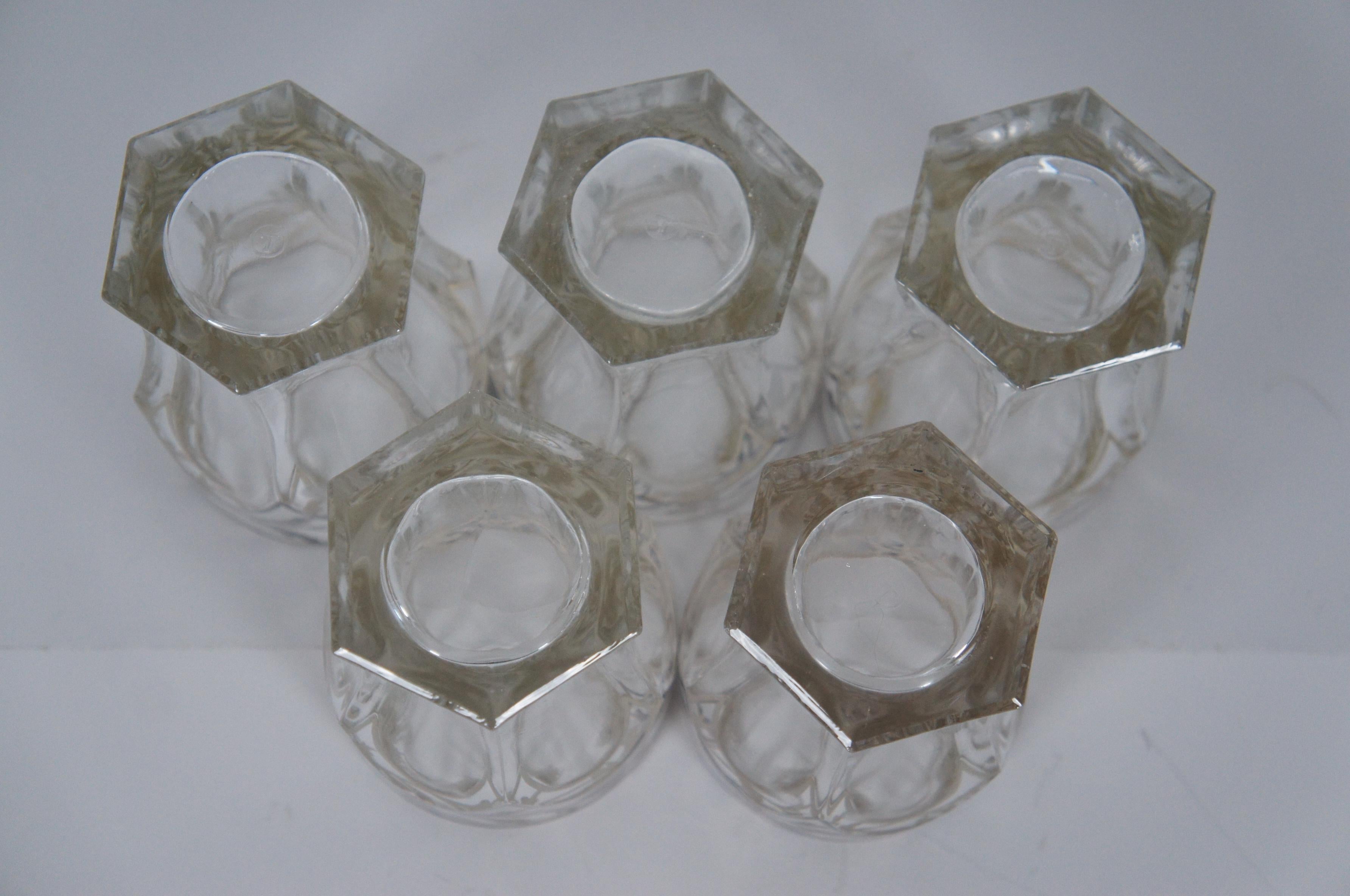 5 Dorothy Thorpe Low Ball Glasses Tumblers Floral Silver Overlay Art Nouveau 1