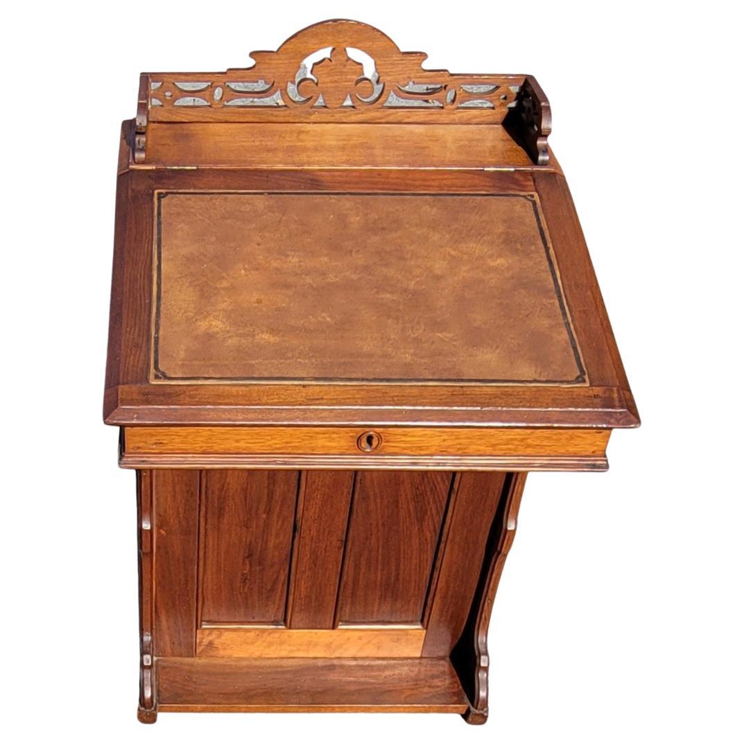 Other 5-Drawer Mahogany Davenport Desk with Tooled Leather Top and Gallery For Sale