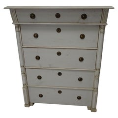 Antique 5 Drawer Swedish Gustavian Tall Chest