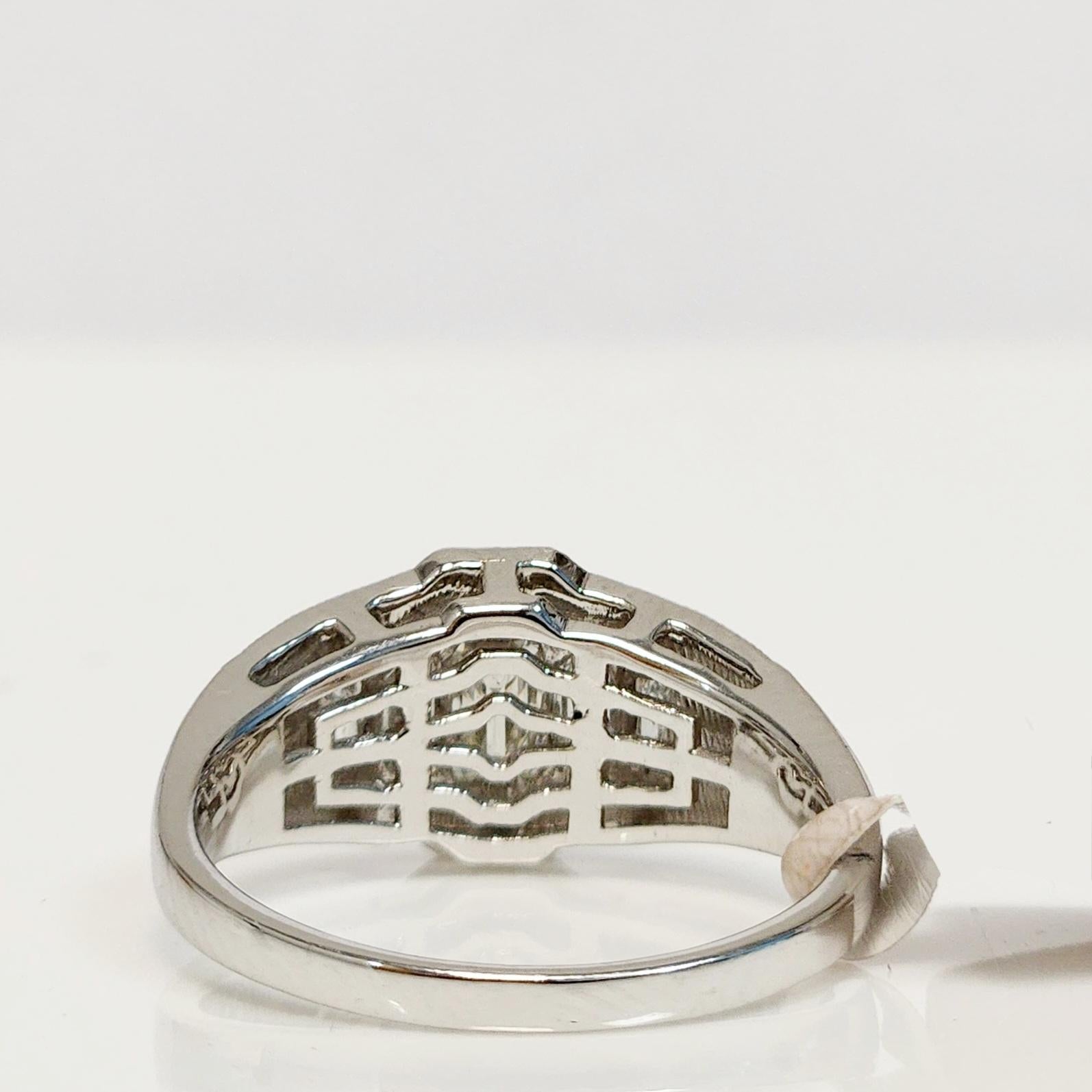 Modern 5 Emerald Cut Diamond Ring For Sale