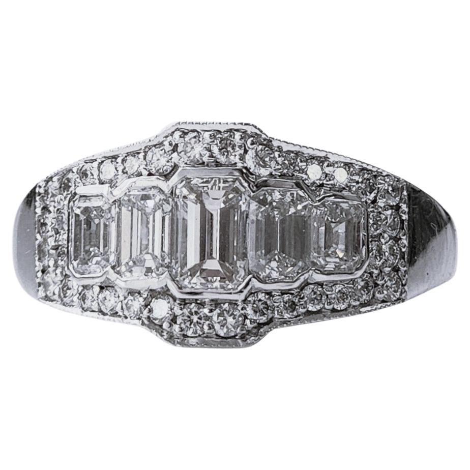 5 Emerald Cut Diamond Ring For Sale