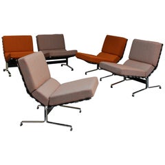 5 Fine French 1960’s Slipper Lounge Chairs by Etienne Fermigier