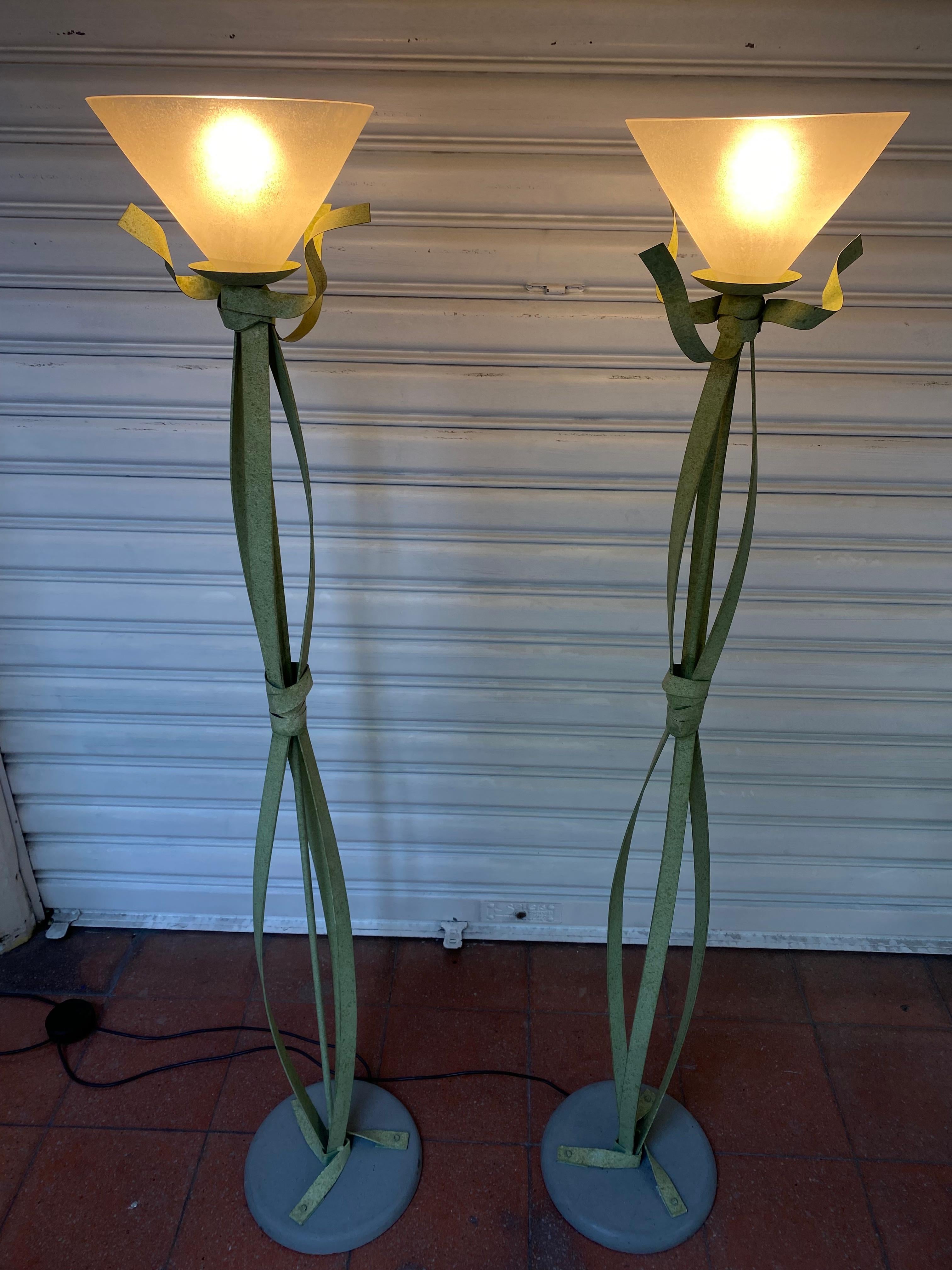 Mid-20th Century 5 floor lamps with original label. murano glass  sergio terzani 1960 For Sale