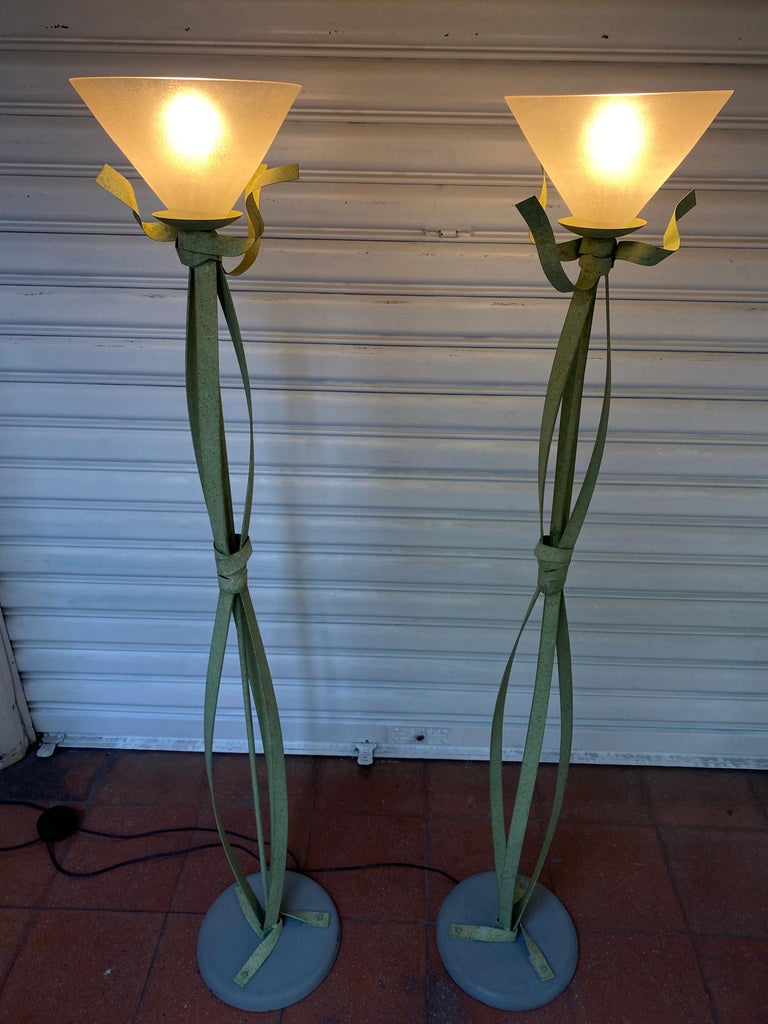 5 floor lamps with original label. murano glass sergio terzani 1960 For