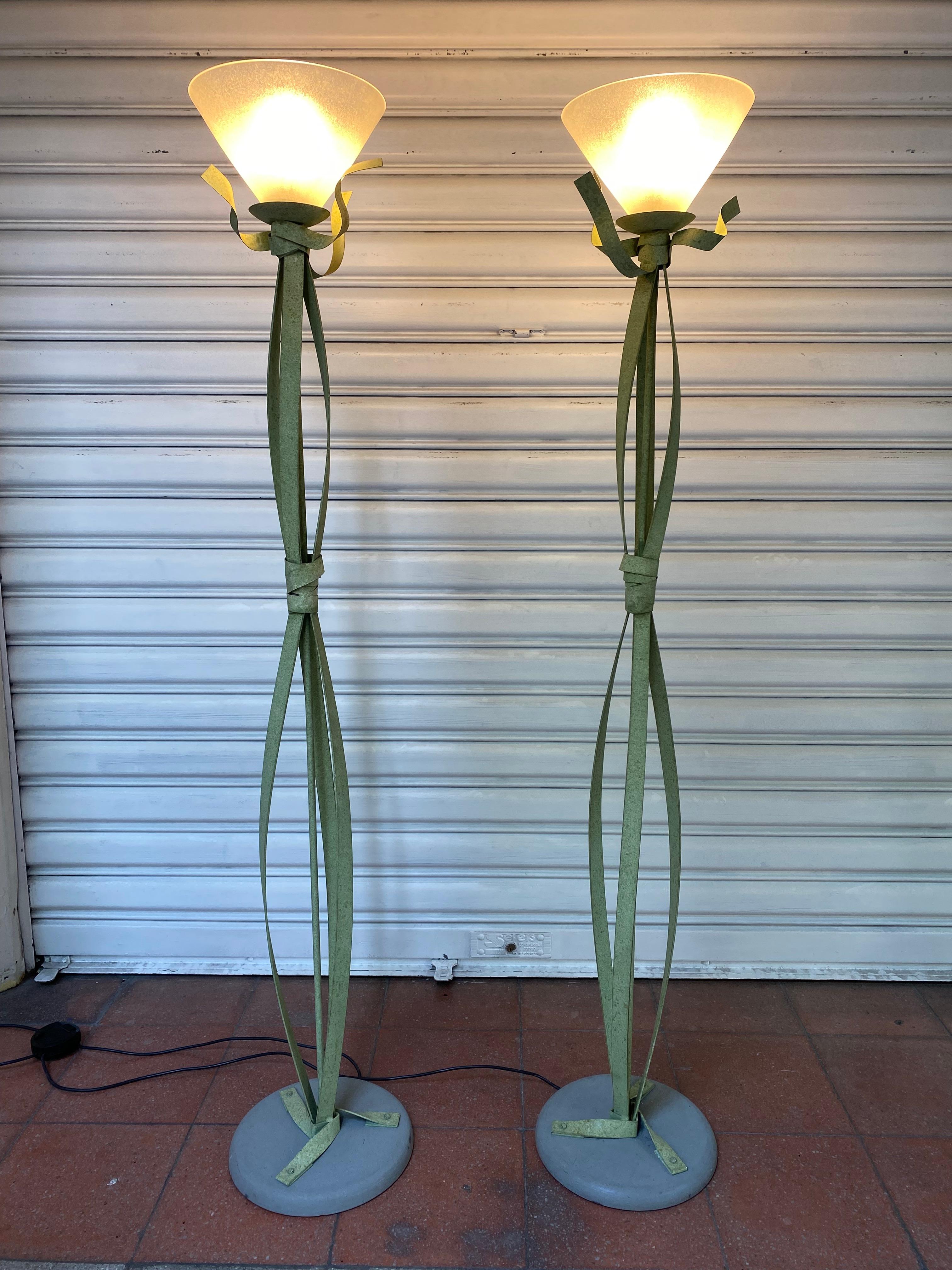 Murano Glass 5 floor lamps with original label. murano glass  sergio terzani 1960 For Sale