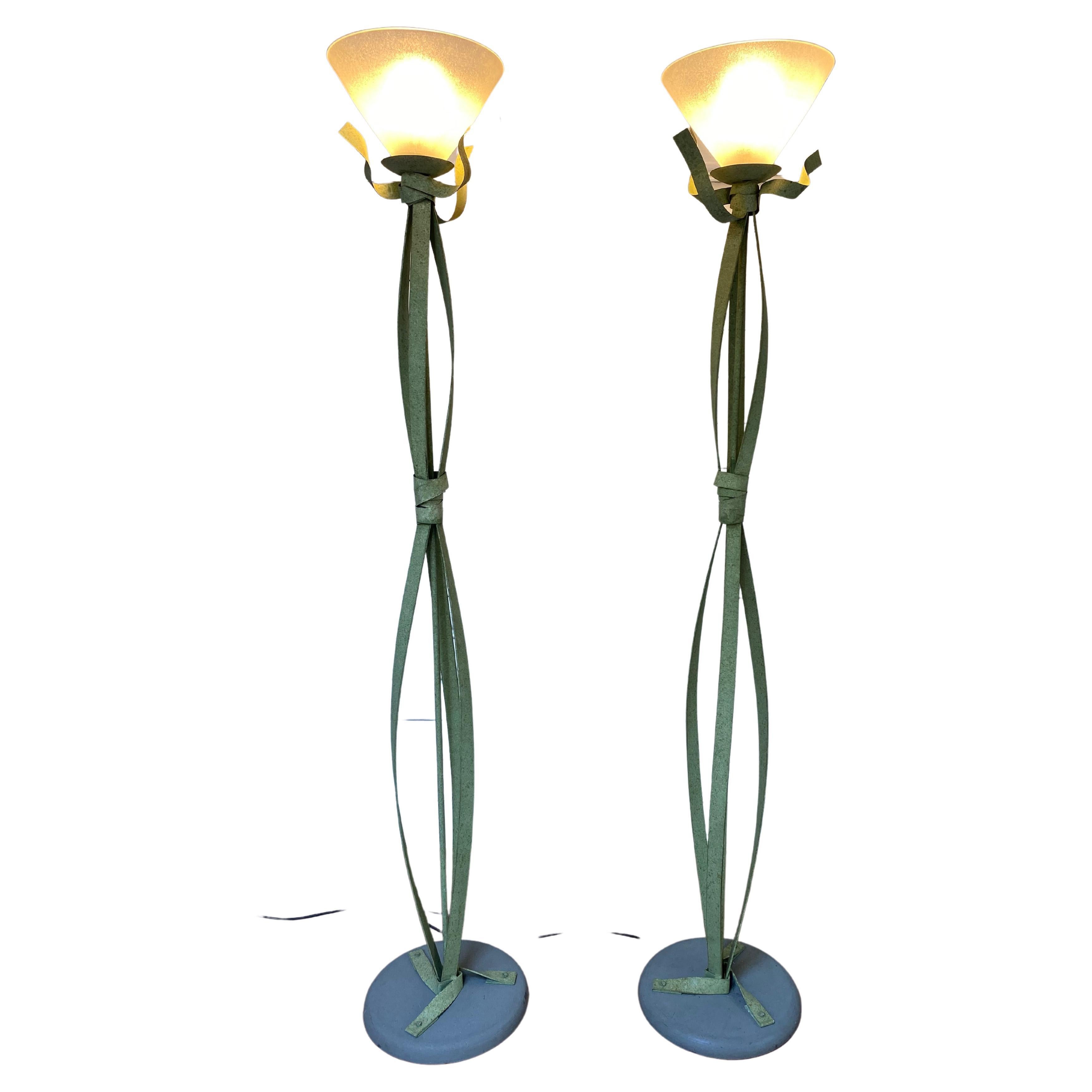 5 floor lamps with original label. murano glass  sergio terzani 1960 For Sale
