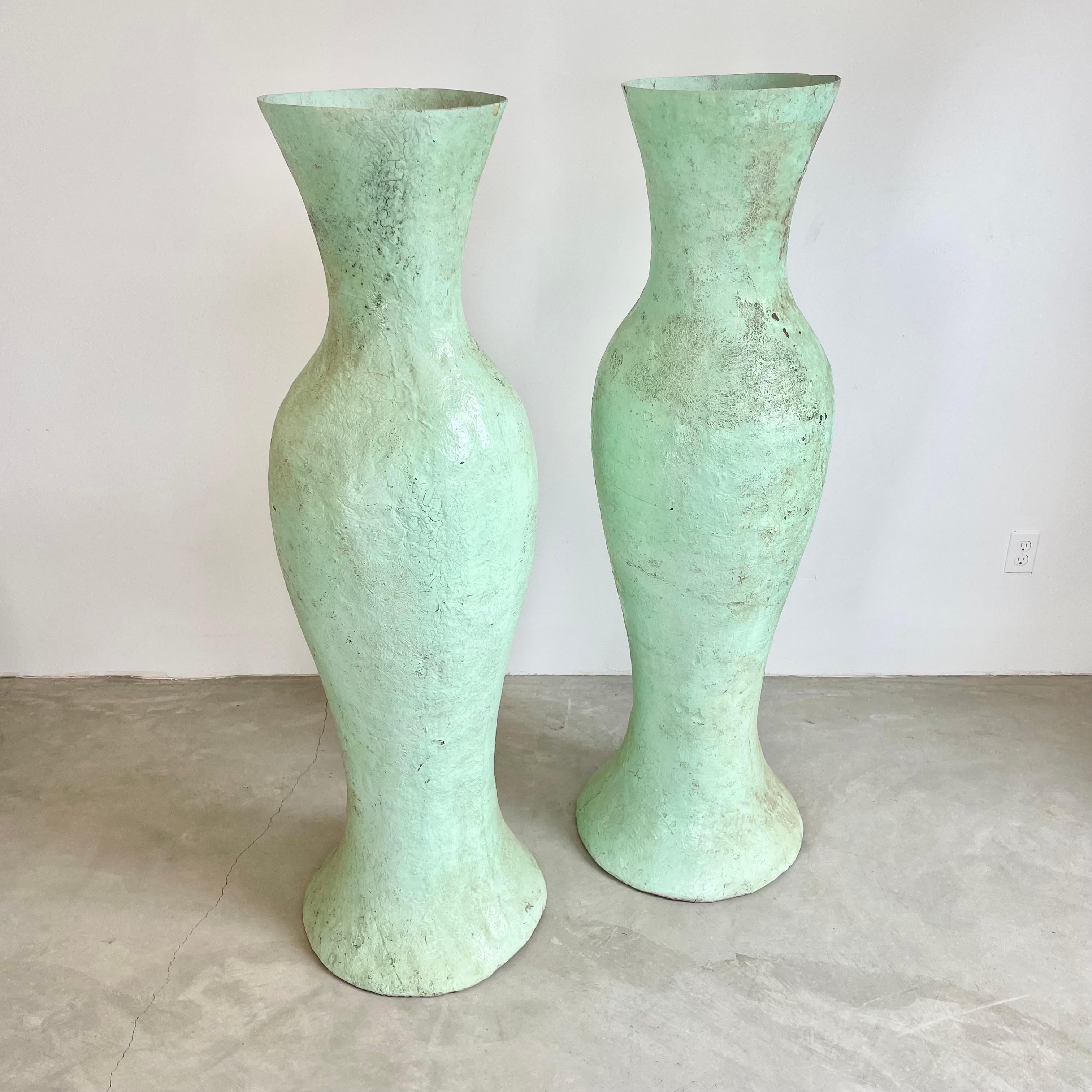5 Foot Mint Green Fiberglass Vases, Belgium 1960s For Sale 10