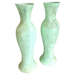 Vintage 5 Foot Mint Green Fiberglass Vases, Belgium 1960s