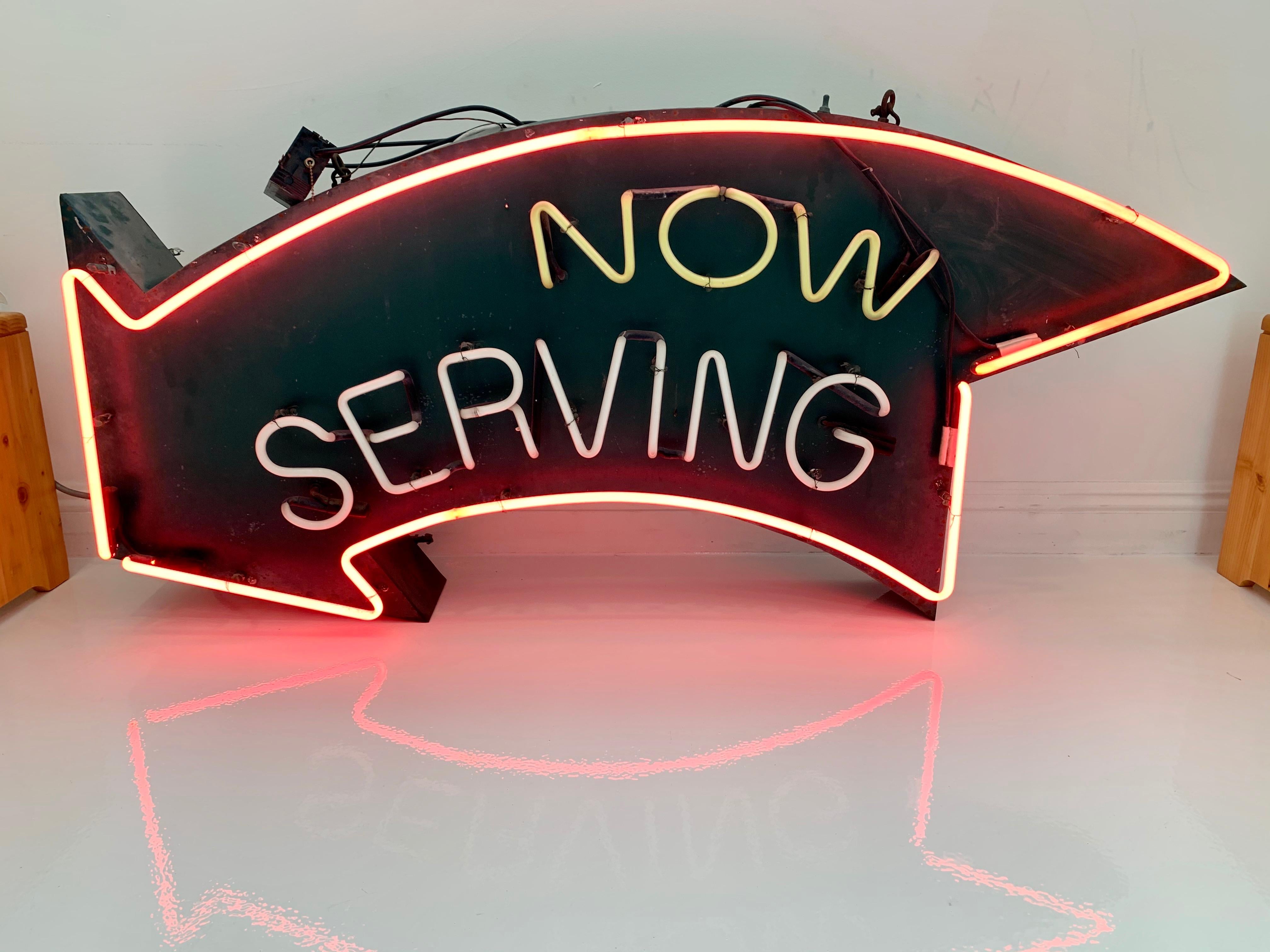 American Neon NOW SERVING Sign