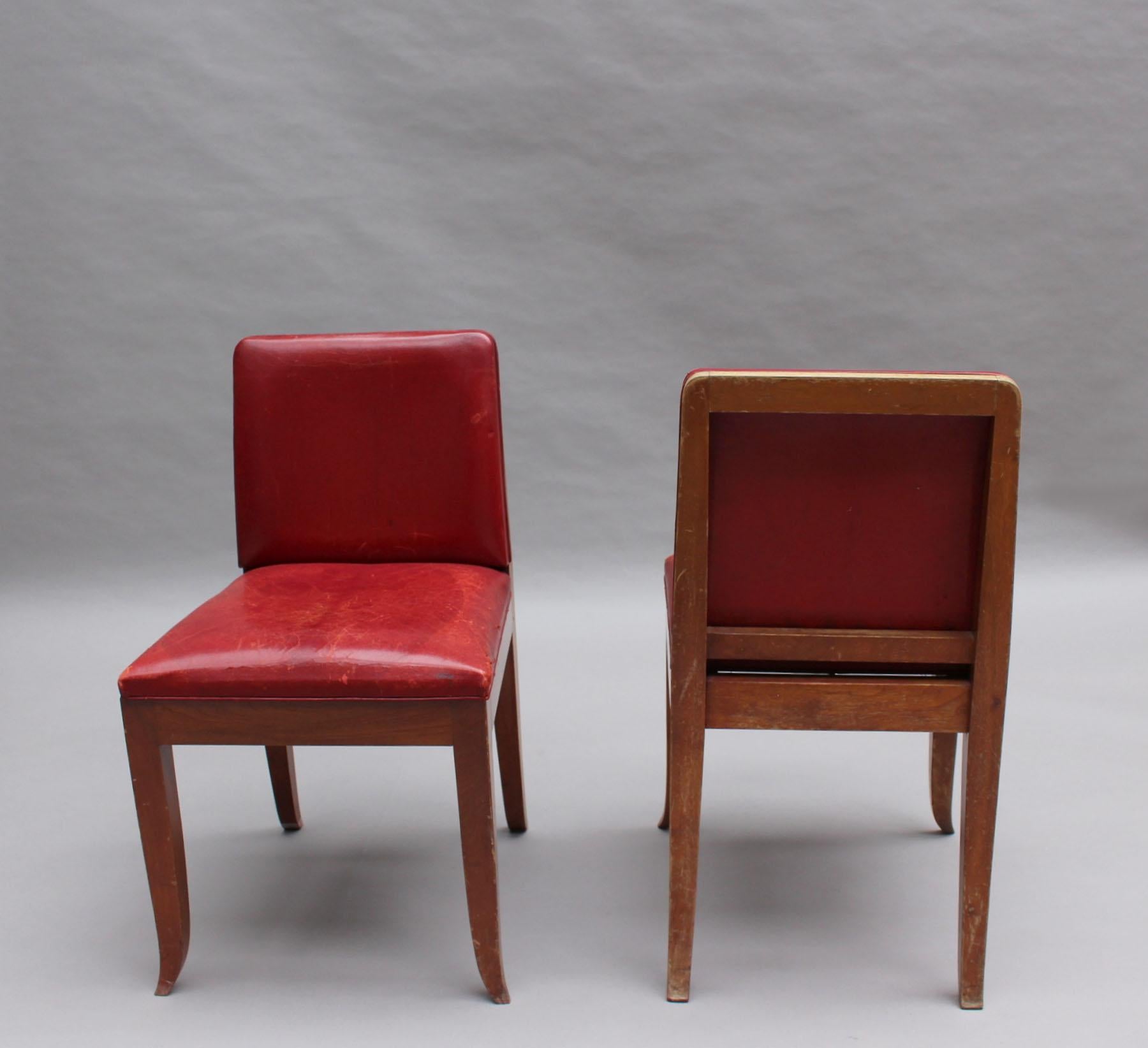 Mid-20th Century 5 French Art Deco Mahogany Side Chairs For Sale