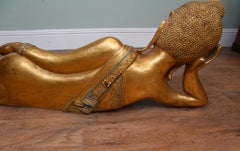 5 Ft Reclining Nepalese Buddha Statue Carved Buddhist Art Buddhism