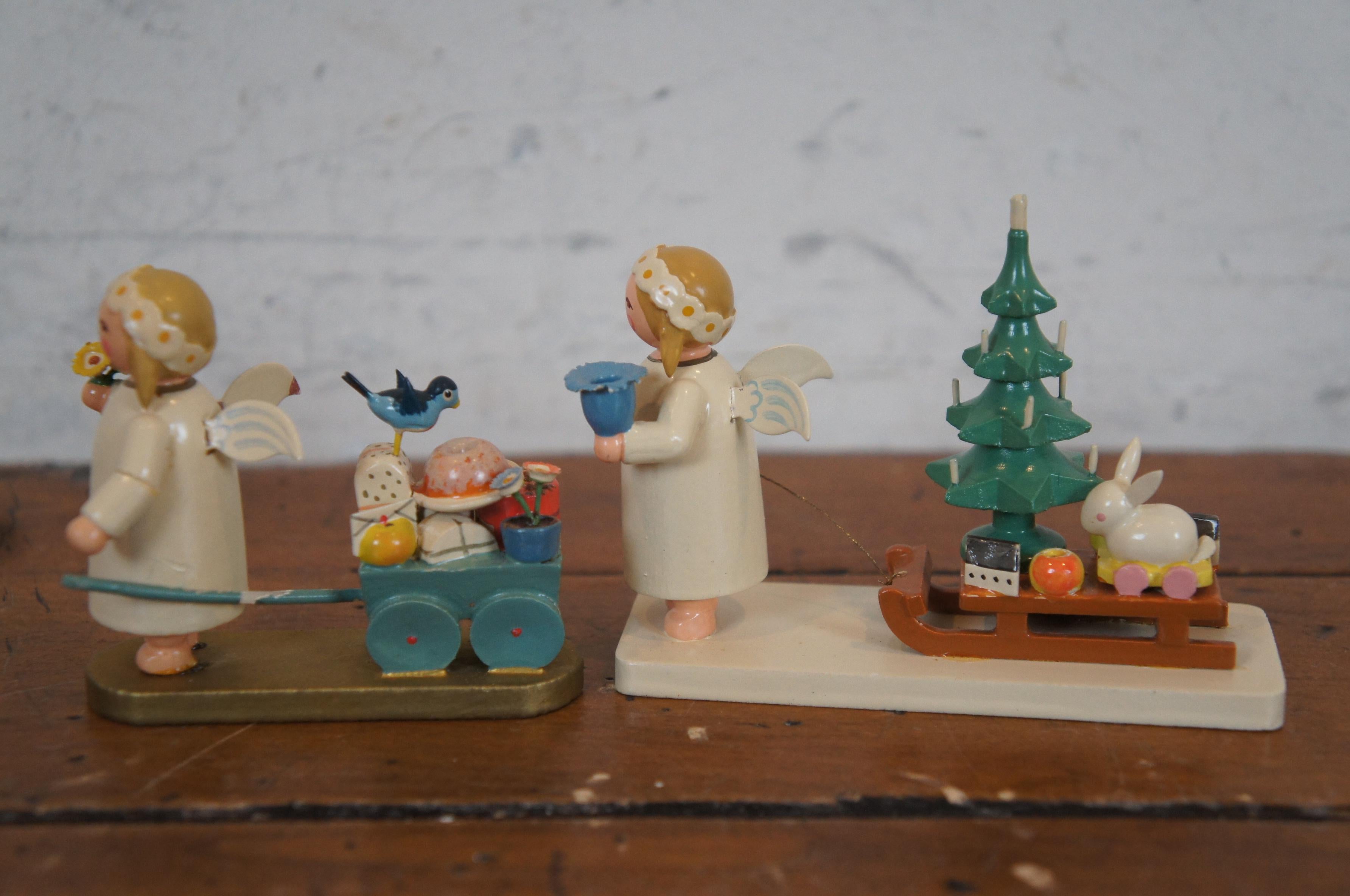 Black Forest 5 German Erzgebirge Wendt Kuhn Expertic Wooden Christmas Figurines Santa Angels
