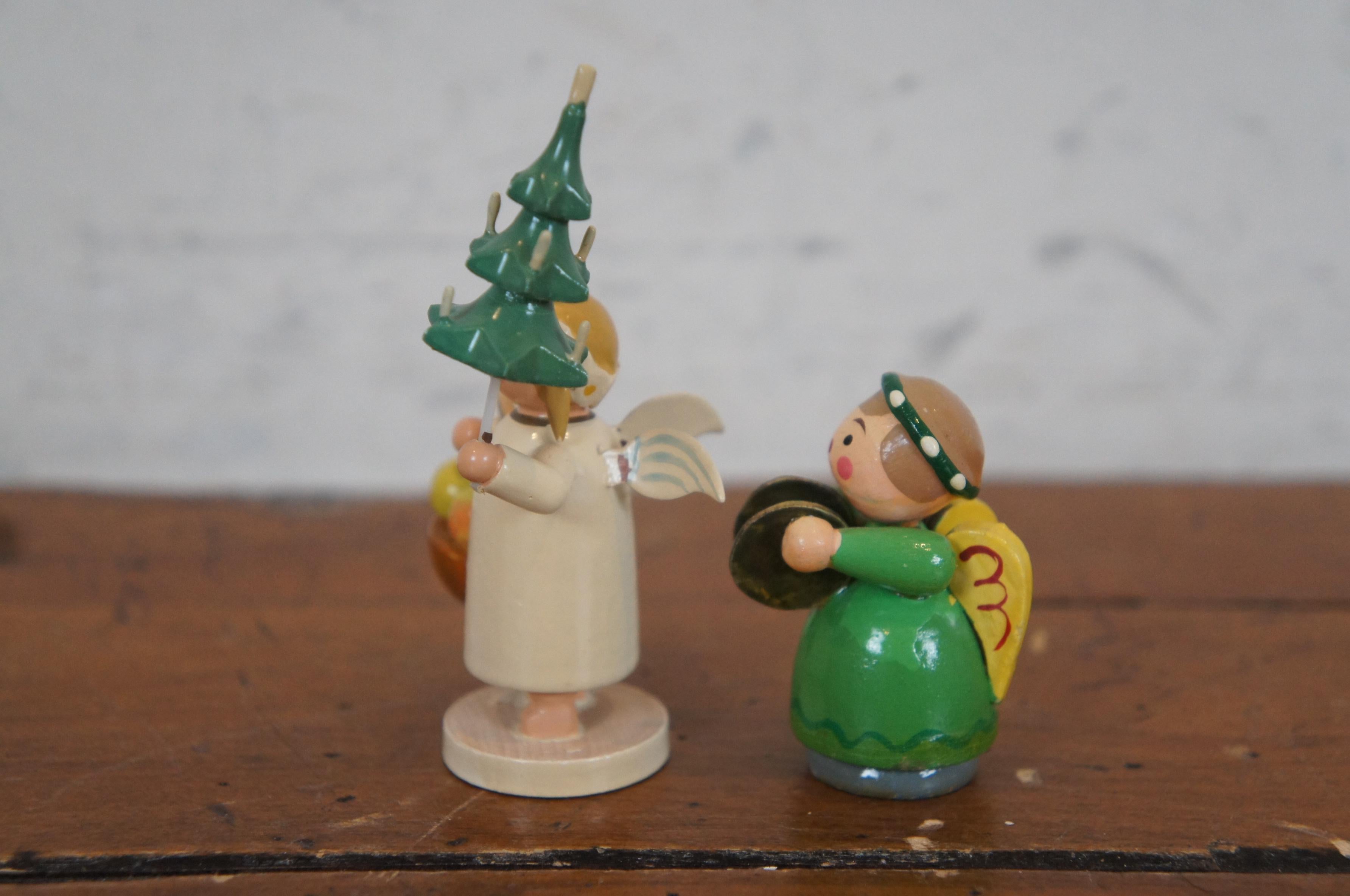 Hardwood 5 German Erzgebirge Wendt Kuhn Expertic Wooden Christmas Figurines Santa Angels