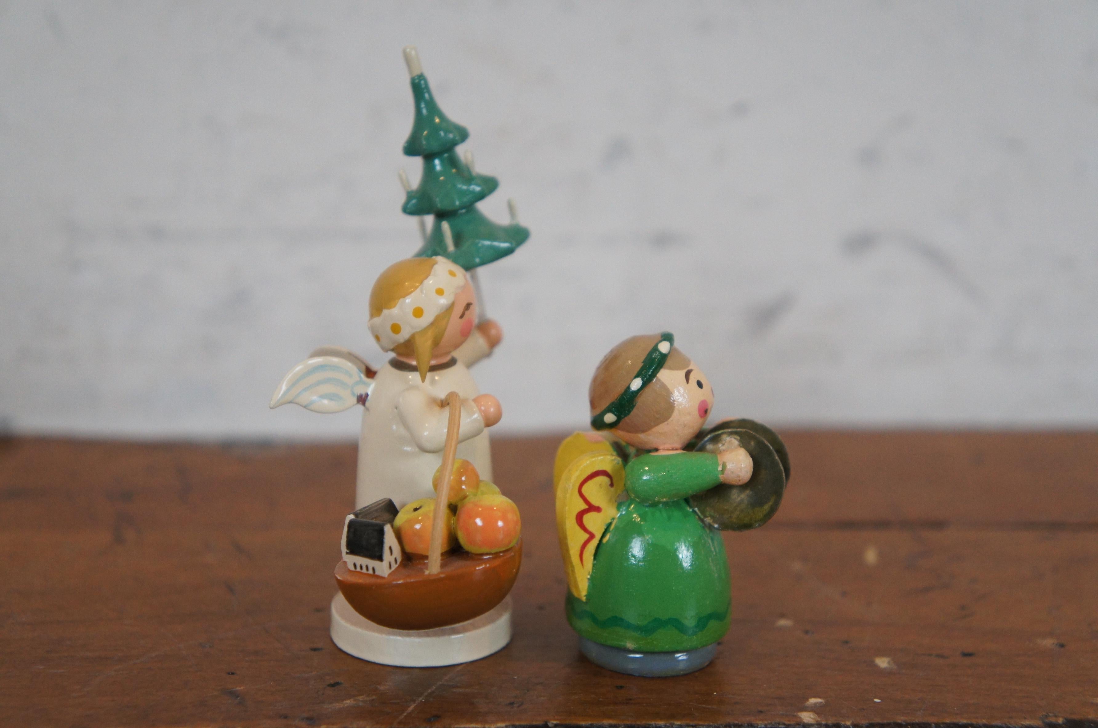 5 German Erzgebirge Wendt Kuhn Expertic Wooden Christmas Figurines Santa Angels 1