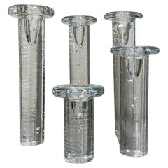 5 glass candelsticks Kjel Engman Sweden 1980