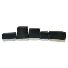 5 Glazed Black and White Stackable, Moveable Blocks