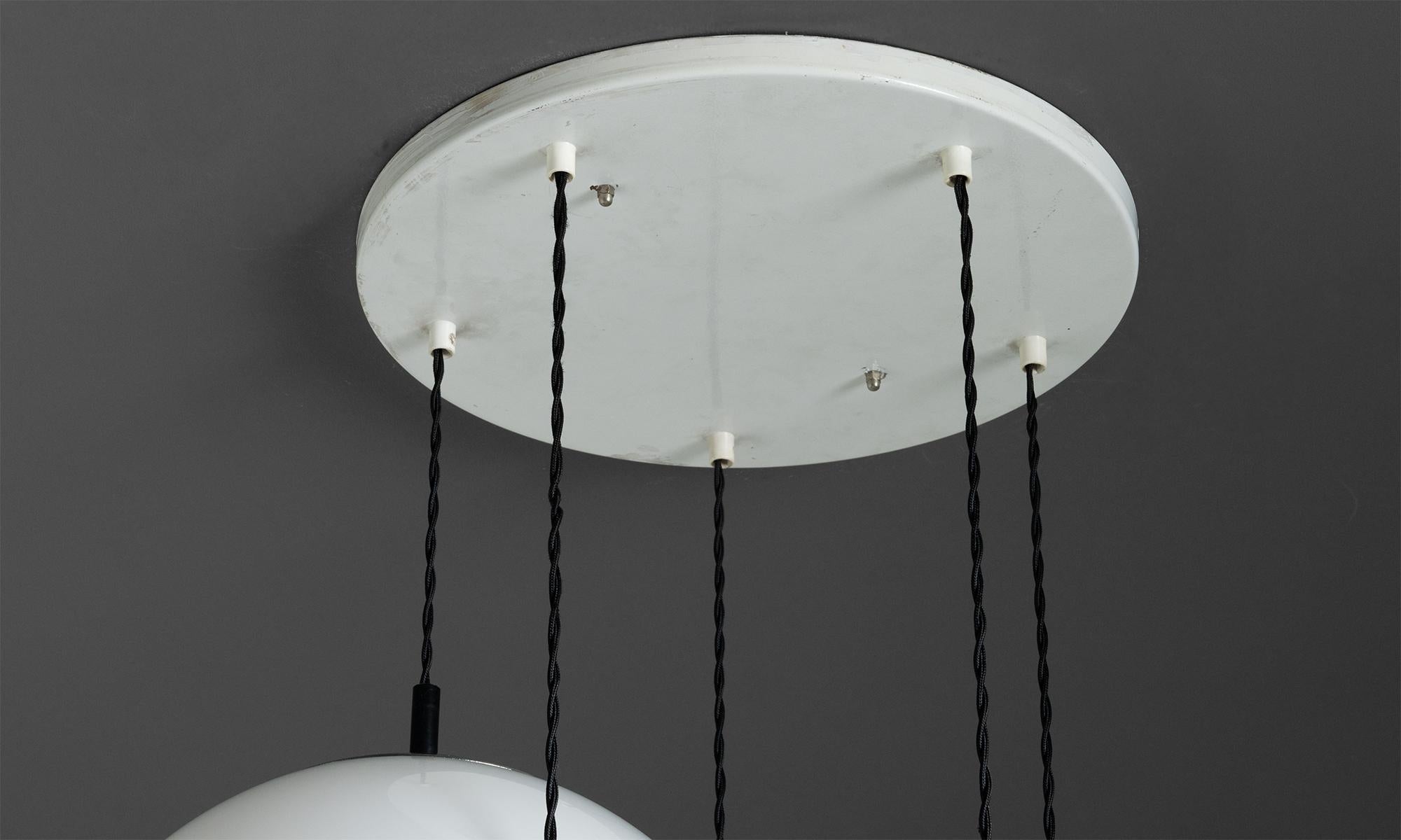 5-Globe Raak Chandelier, Netherlands 1970 In Distressed Condition In Culver City, CA