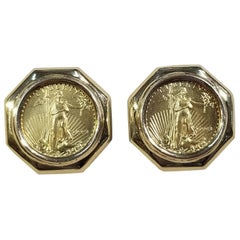 $5 Gold Coin Earrings, 22 Karat US, 1993