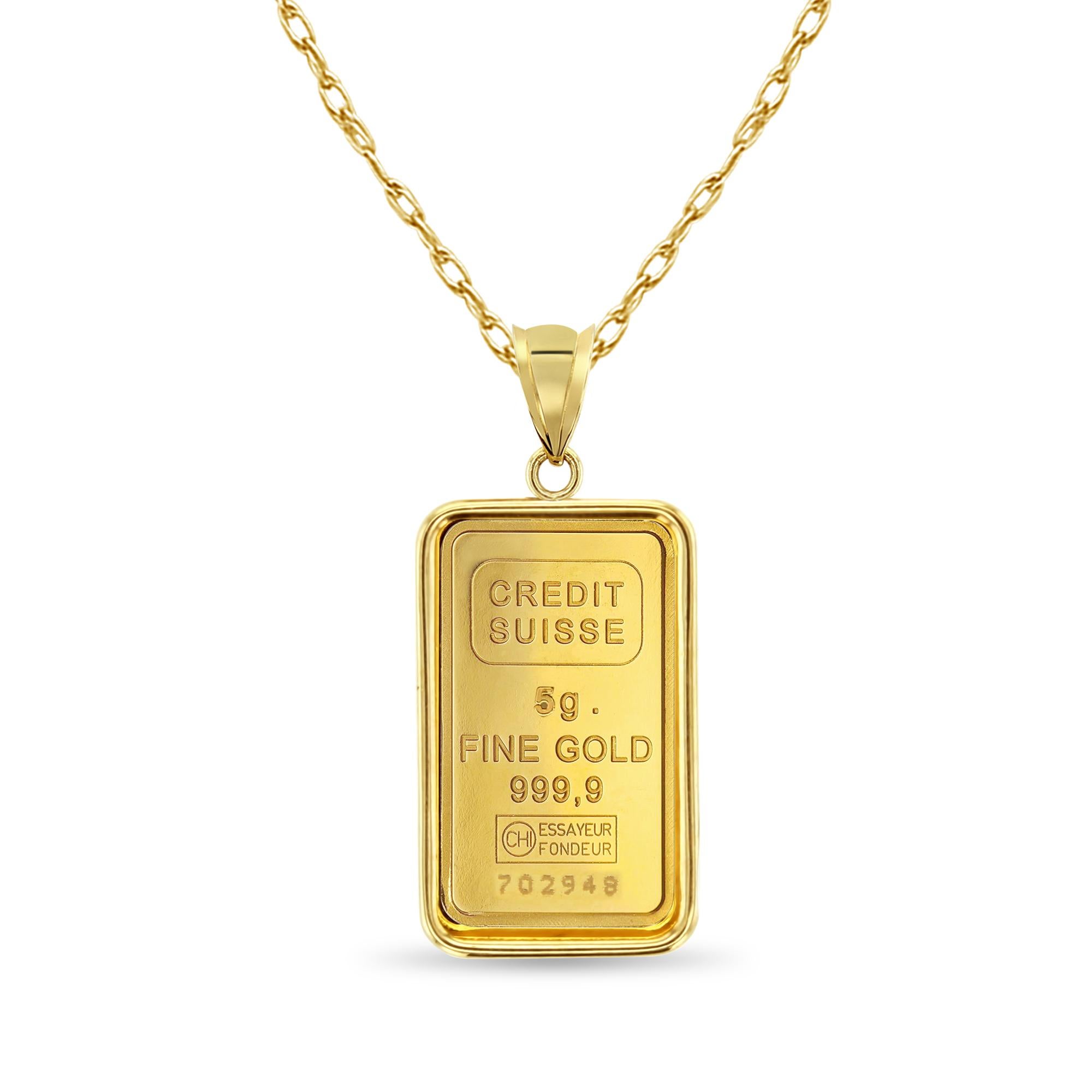 **MADE TO ORDER**

♥ Coin Information ♥
Country: Switzerland
Details: 5 Gram Credit Suisse Gold Bar
Purity: 999.9
Metal Weight: 0.1607 troy oz
Obverse: Credit Suisse logo, weight, metal content and purity
Reverse: Credit Suisse block logo

♥ Bezel