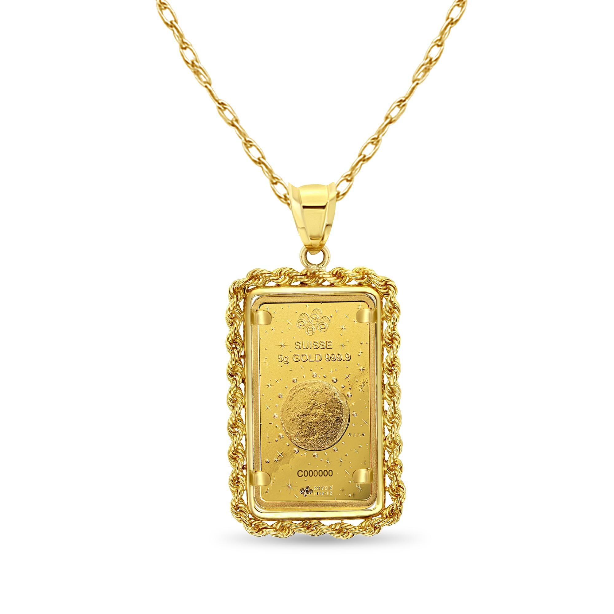 1 gram gold bar pendant
