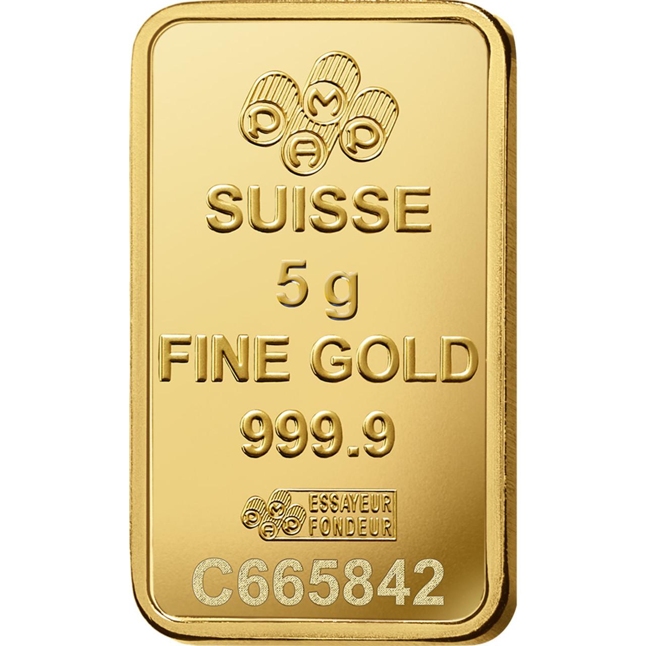 5 Gram Credit Suisse Gold Bar with Rope Bezel Necklace en vente 1