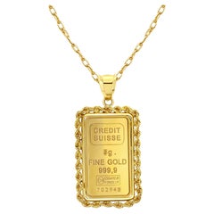5 Gramm Credit Suisse Gold Bar mit Seil-Lünette Halskette