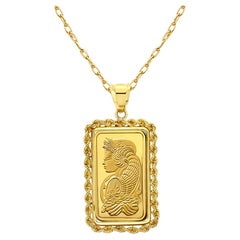 5 Gram Credit Suisse Gold Bar with Rope Bezel Necklace
