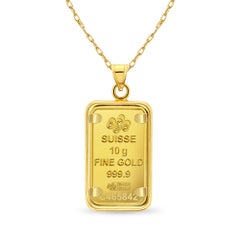10 Gram Pamp Credit Suisse Gold Coin Necklace with Polished Bezel