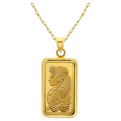 10 Gram Pamp Credit Suisse Gold Coin Necklace with Polished Bezel
