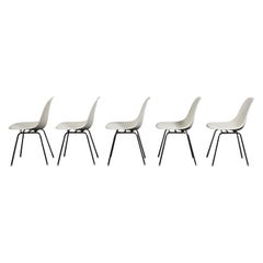 5 Historic 1959 Fiberglass Eames Side Chairs by Herman Miller, Chrome H-Base