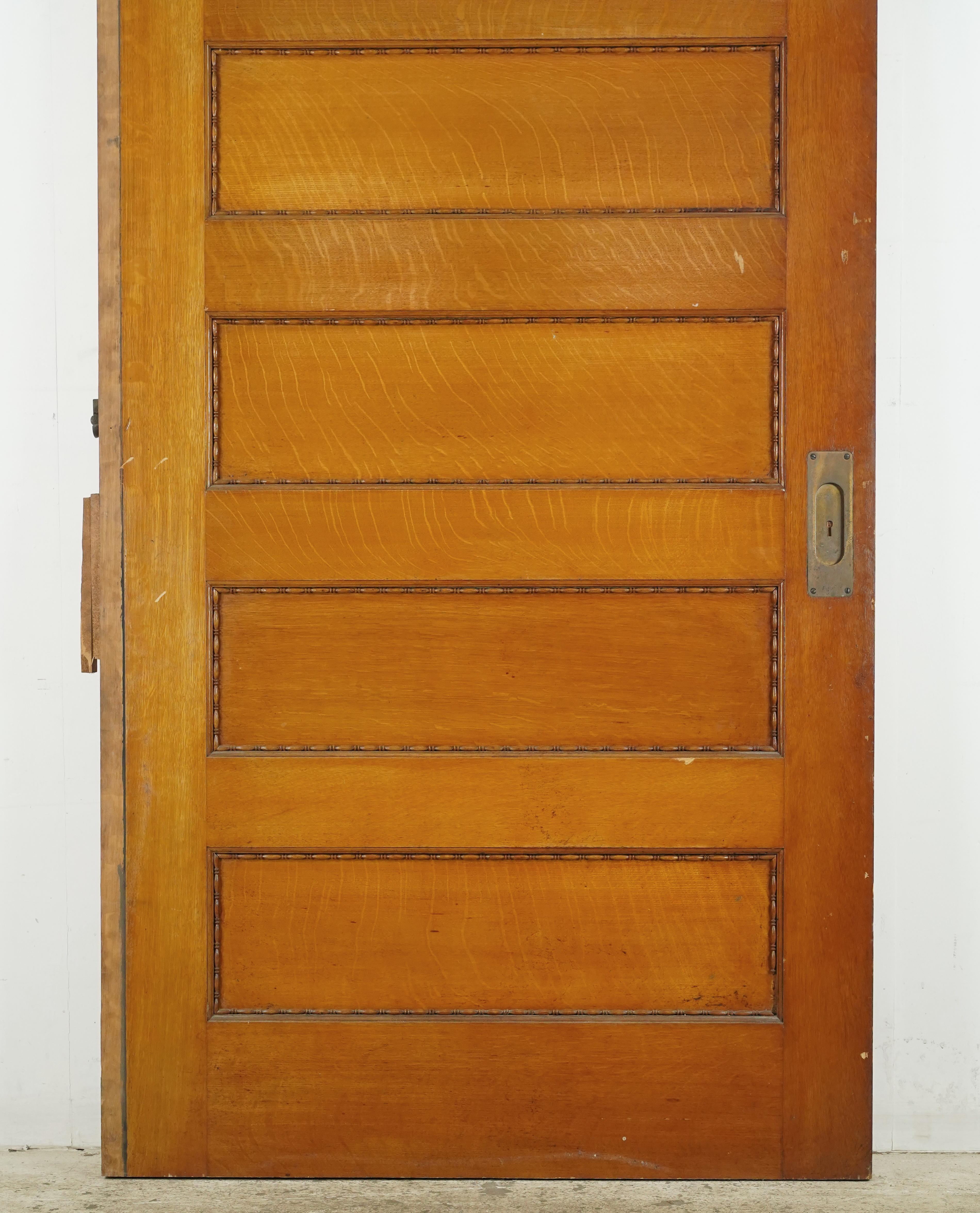 5 Horizontal Panel Wood Pocket Door 82.875 x 43 in. For Sale 8
