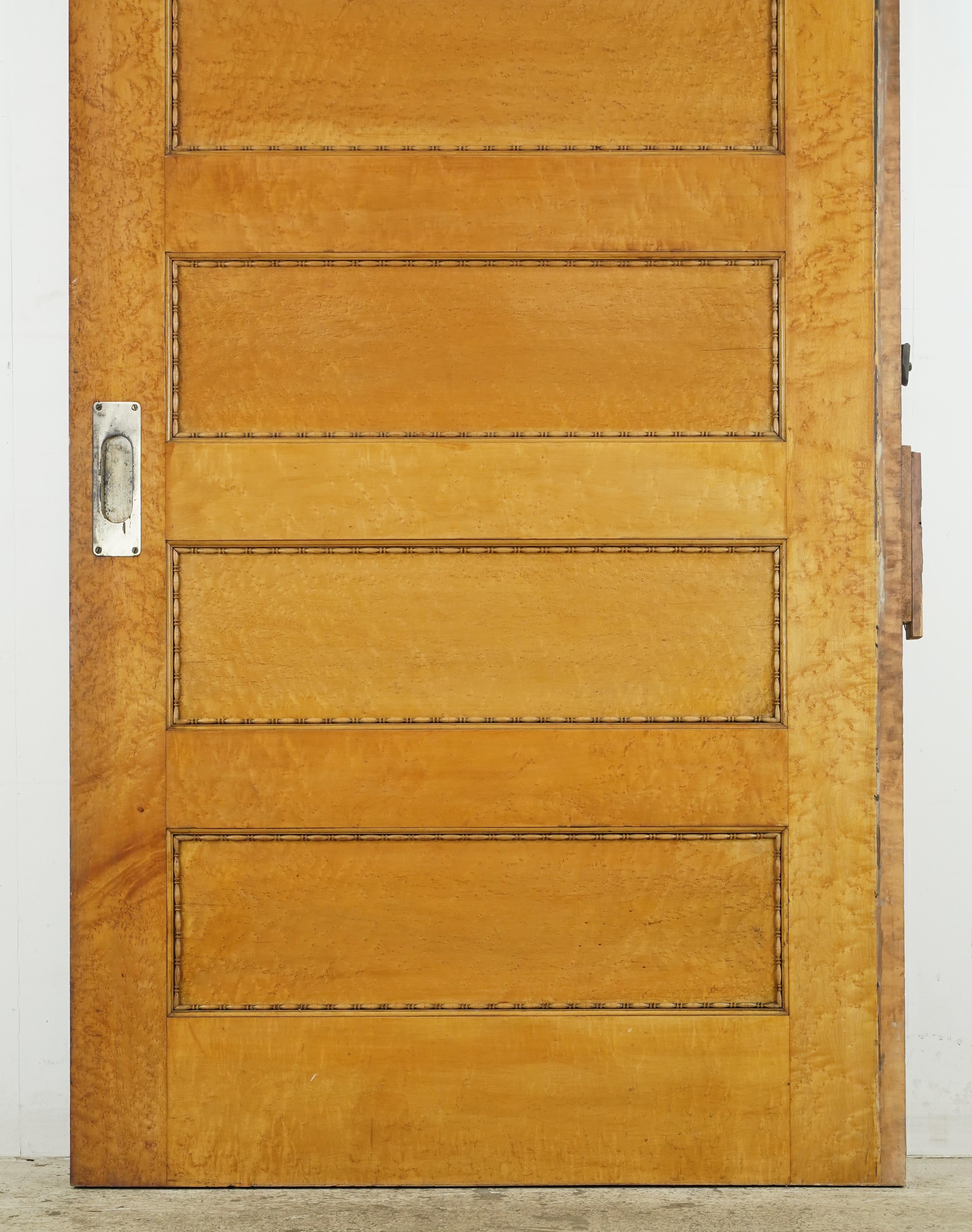 5 Horizontal Panel Wood Pocket Door 82.875 x 43 in. In Good Condition For Sale In New York, NY