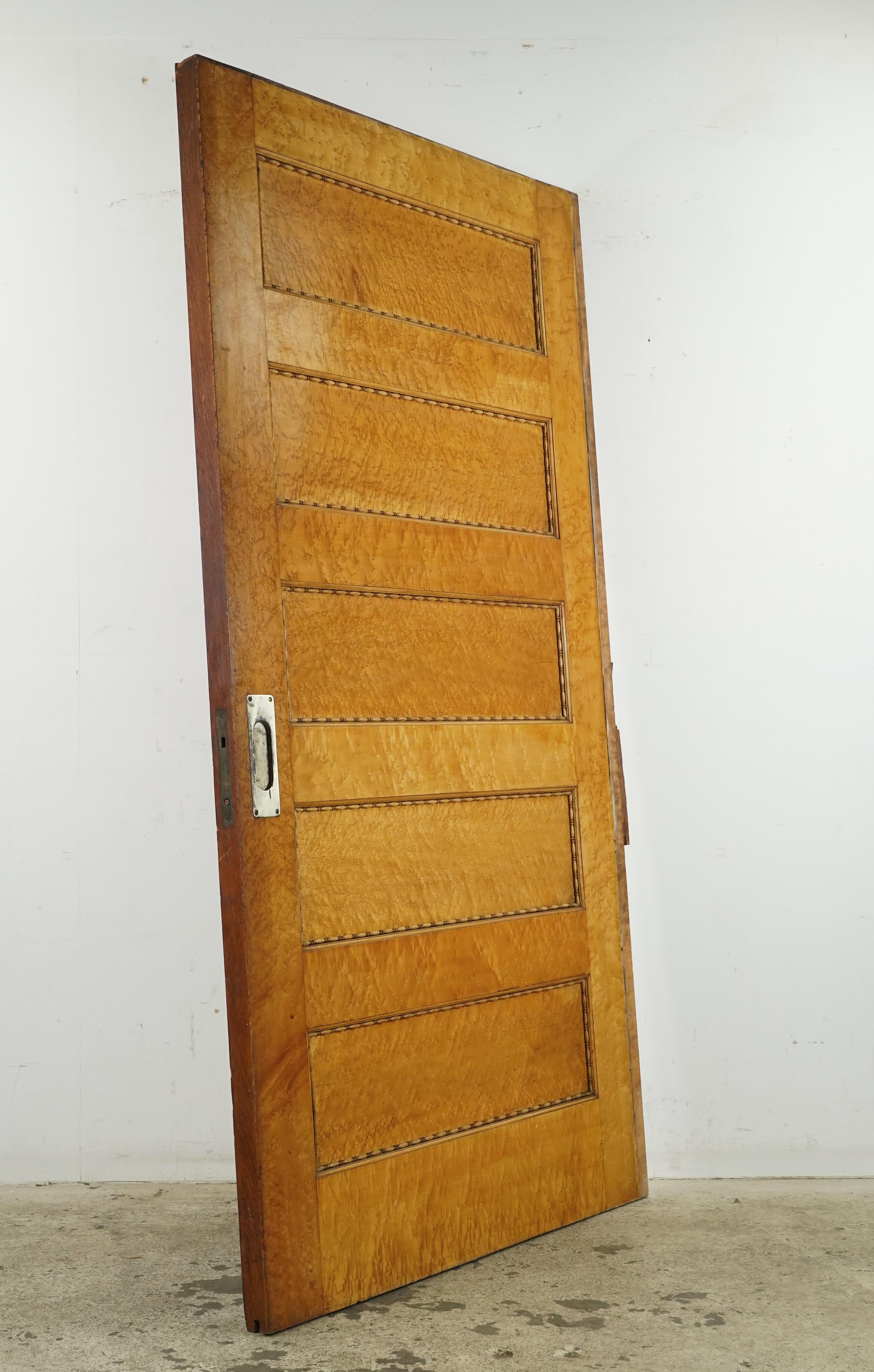 5 Horizontal Panel Wood Pocket Door 82.875 x 43 in. For Sale 1