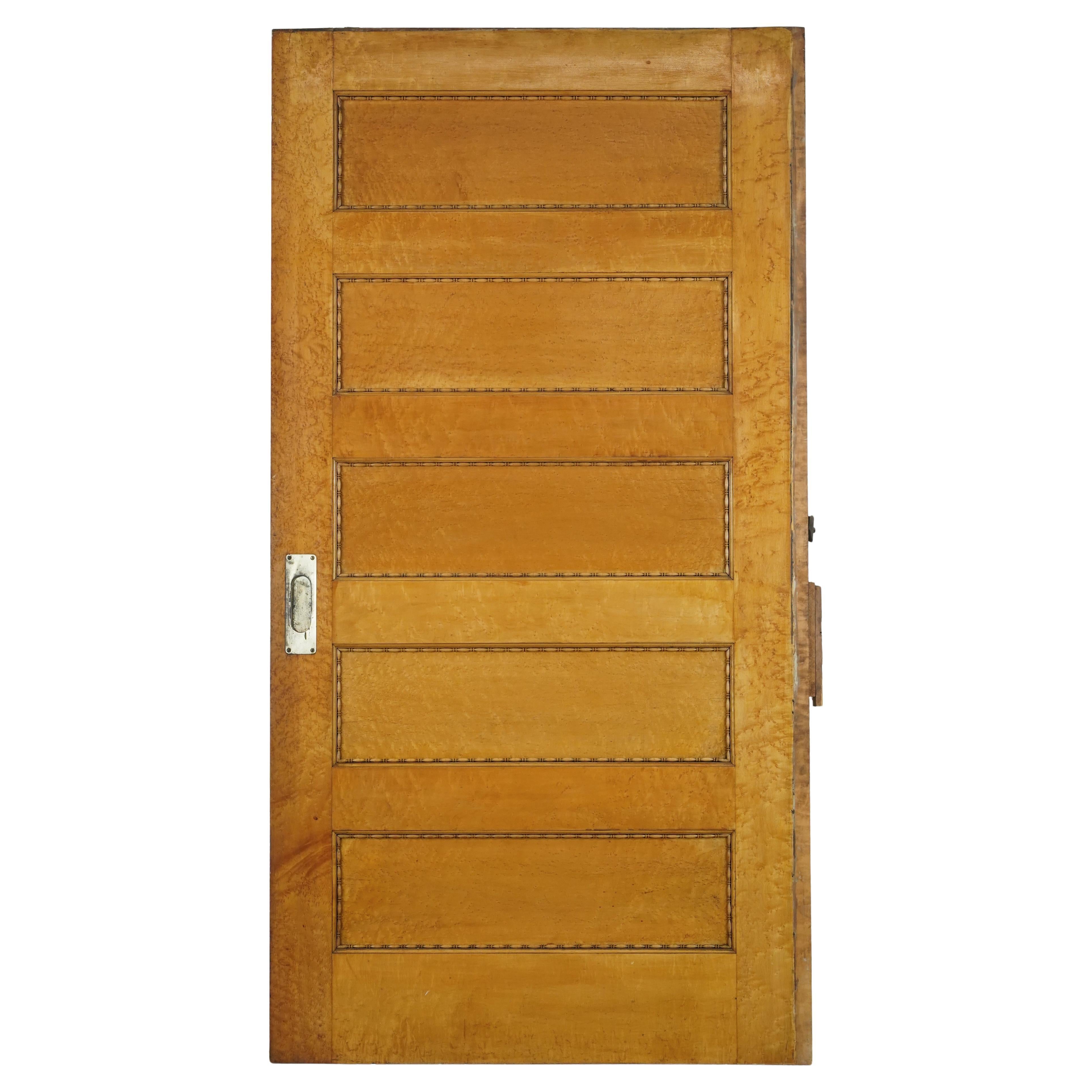 5 Horizontal Panel Wood Pocket Door 82.875 x 43 in. For Sale